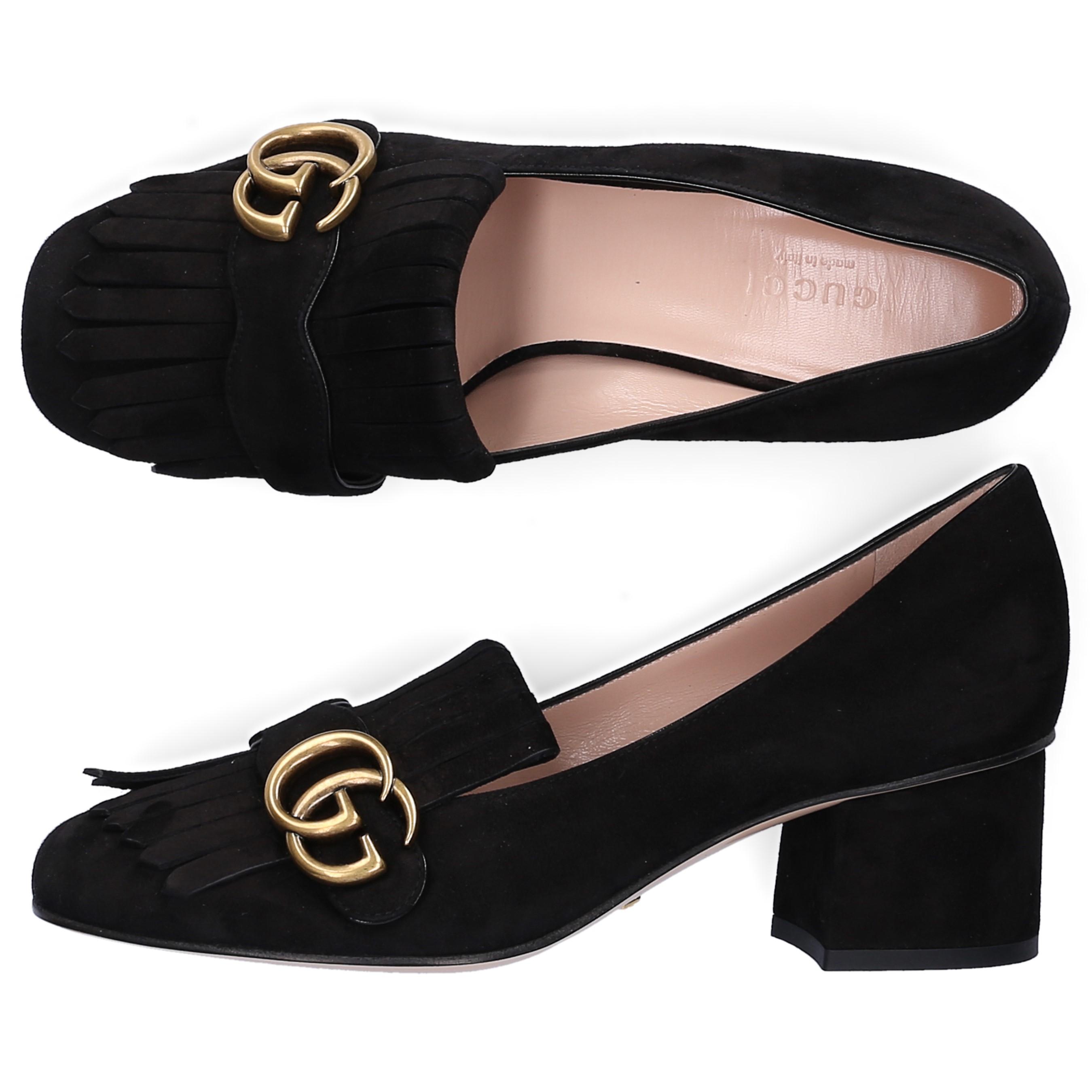 gucci women's black suede loafers