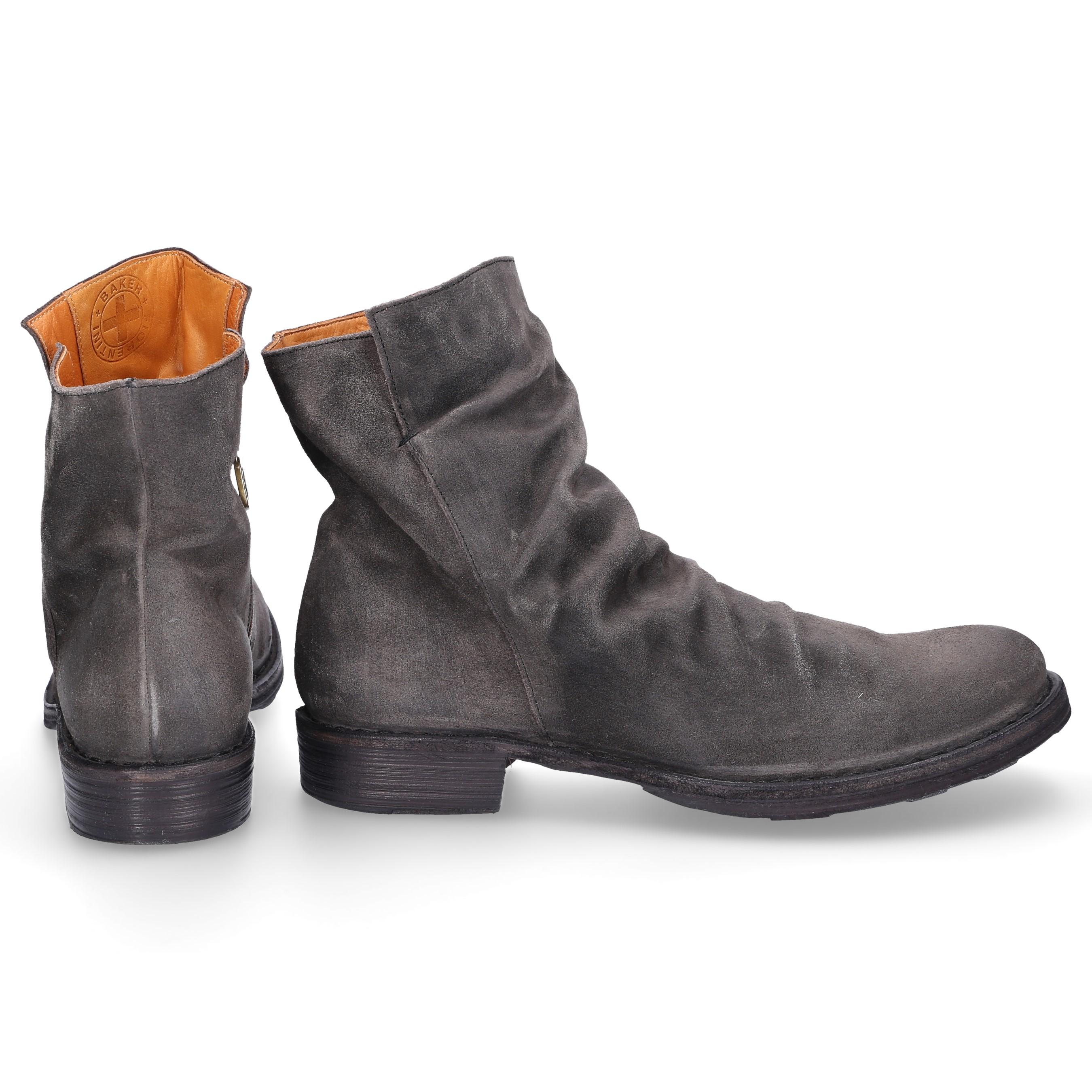 dark gray ankle booties