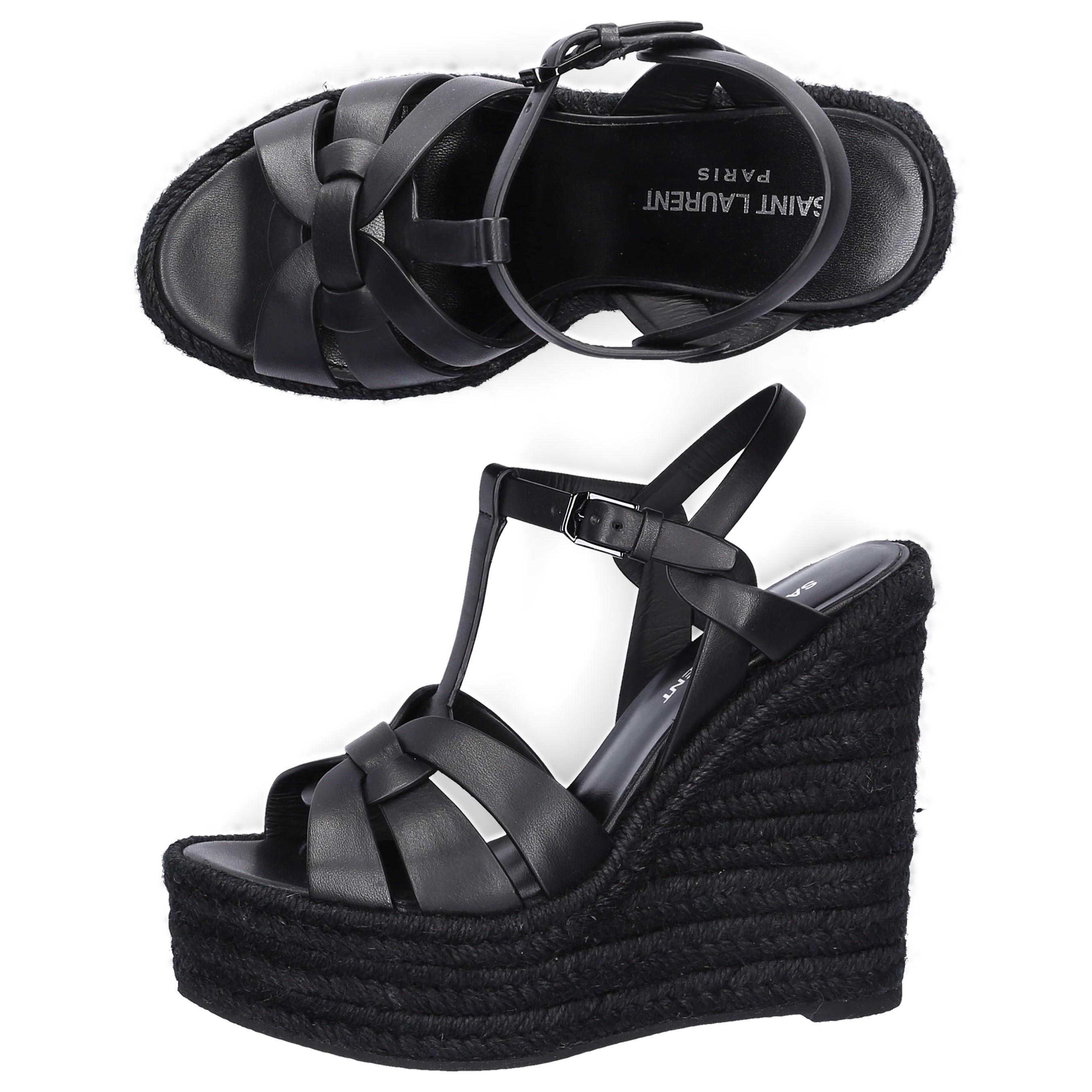 ysl black wedge sandals