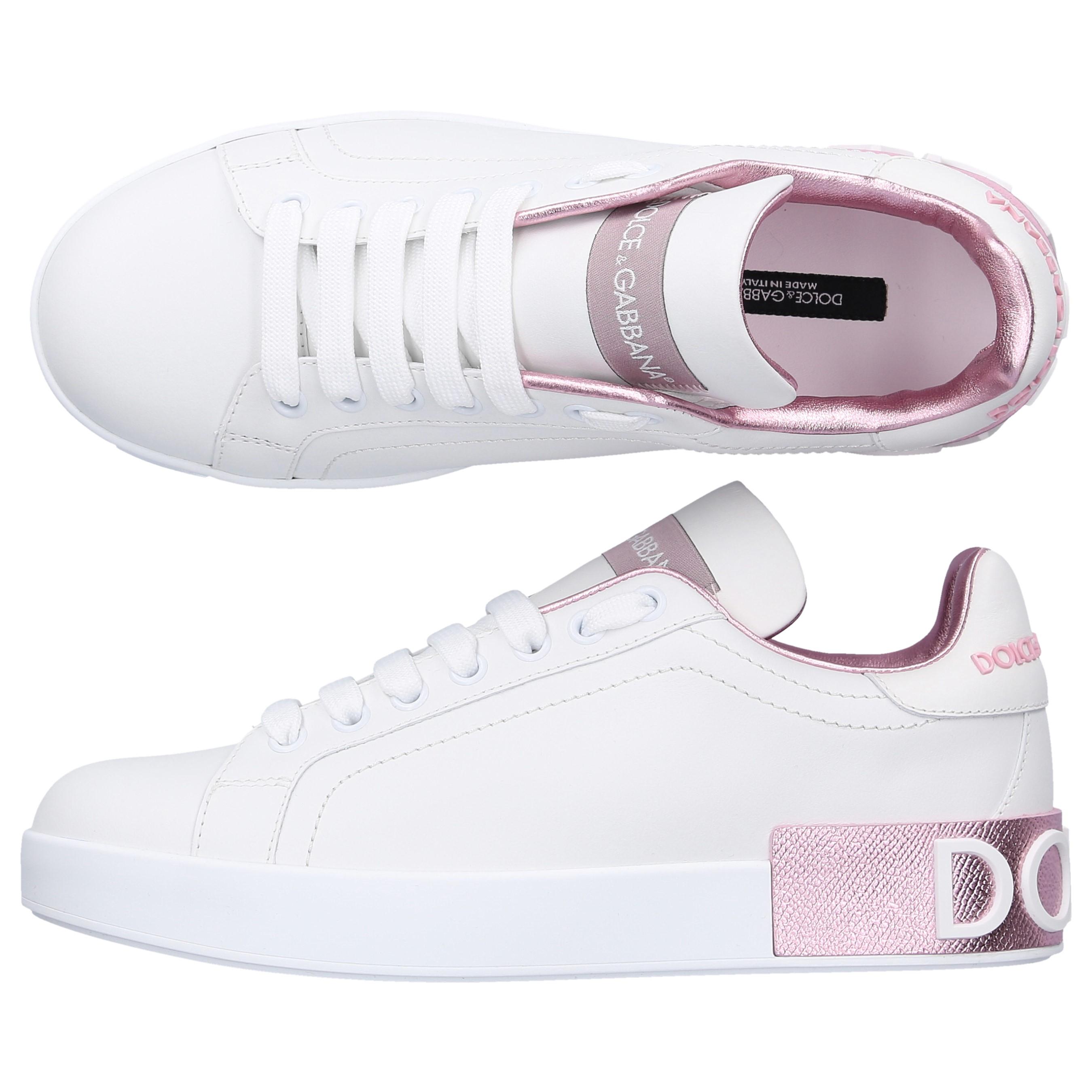 Dolce & Gabbana Dolcegabbana Portofino Sneakers in White/Pink (Pink) - Lyst