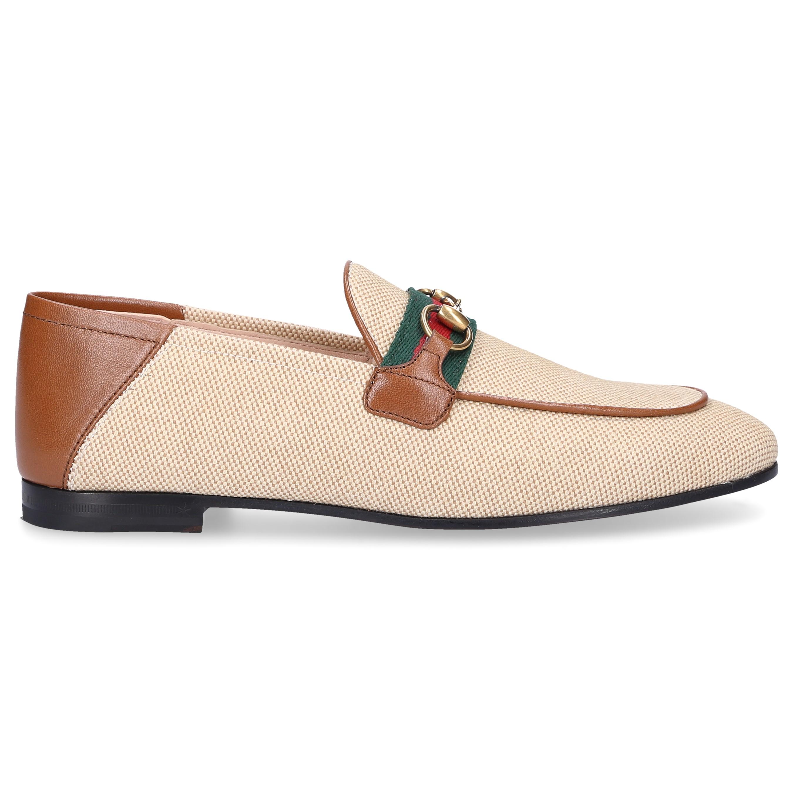 Gucci Slip On Shoes Canvas Charlotte Canvas Logo Metallic Beige in ...