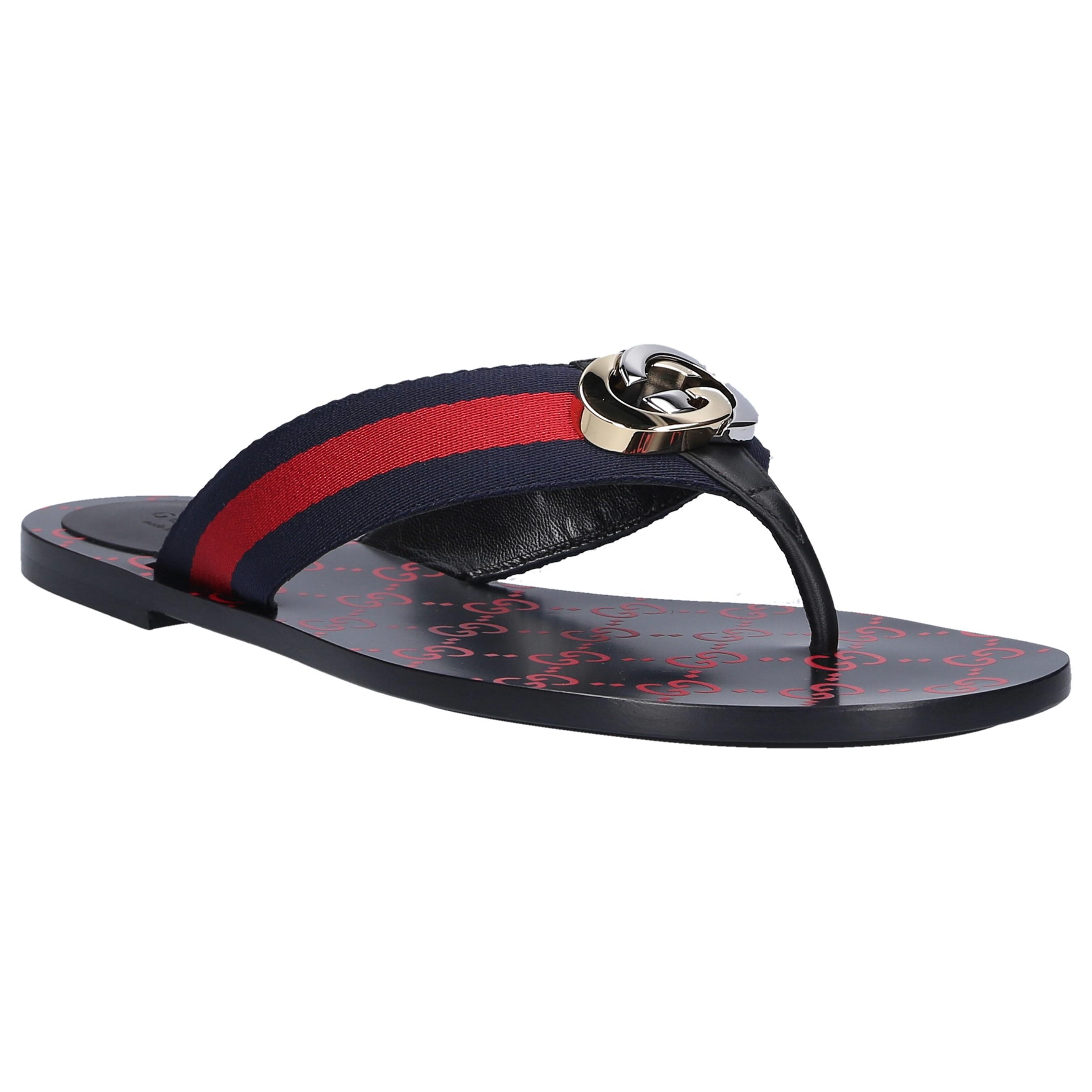 red and blue flip flops
