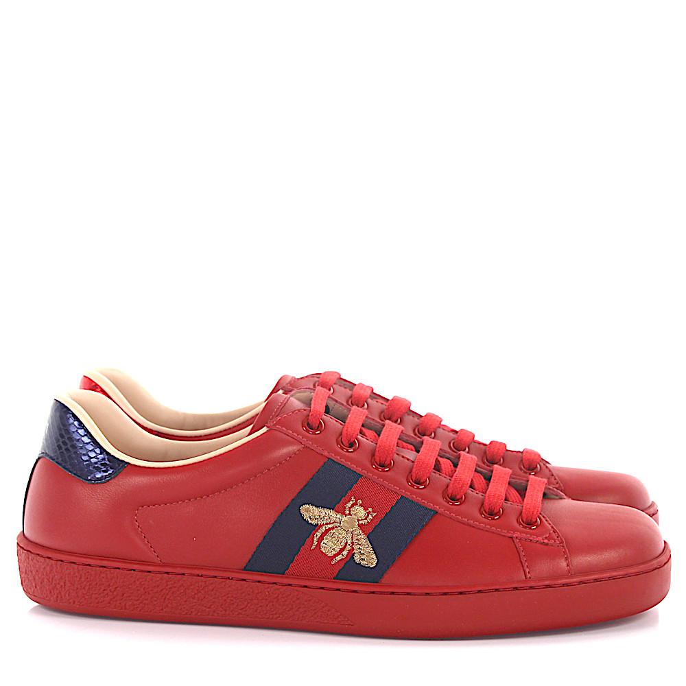 Gucci Sneaker A38g0 Leather Red -bees- Woven Details Ayers Snake Leather Red Blue for Men - Lyst