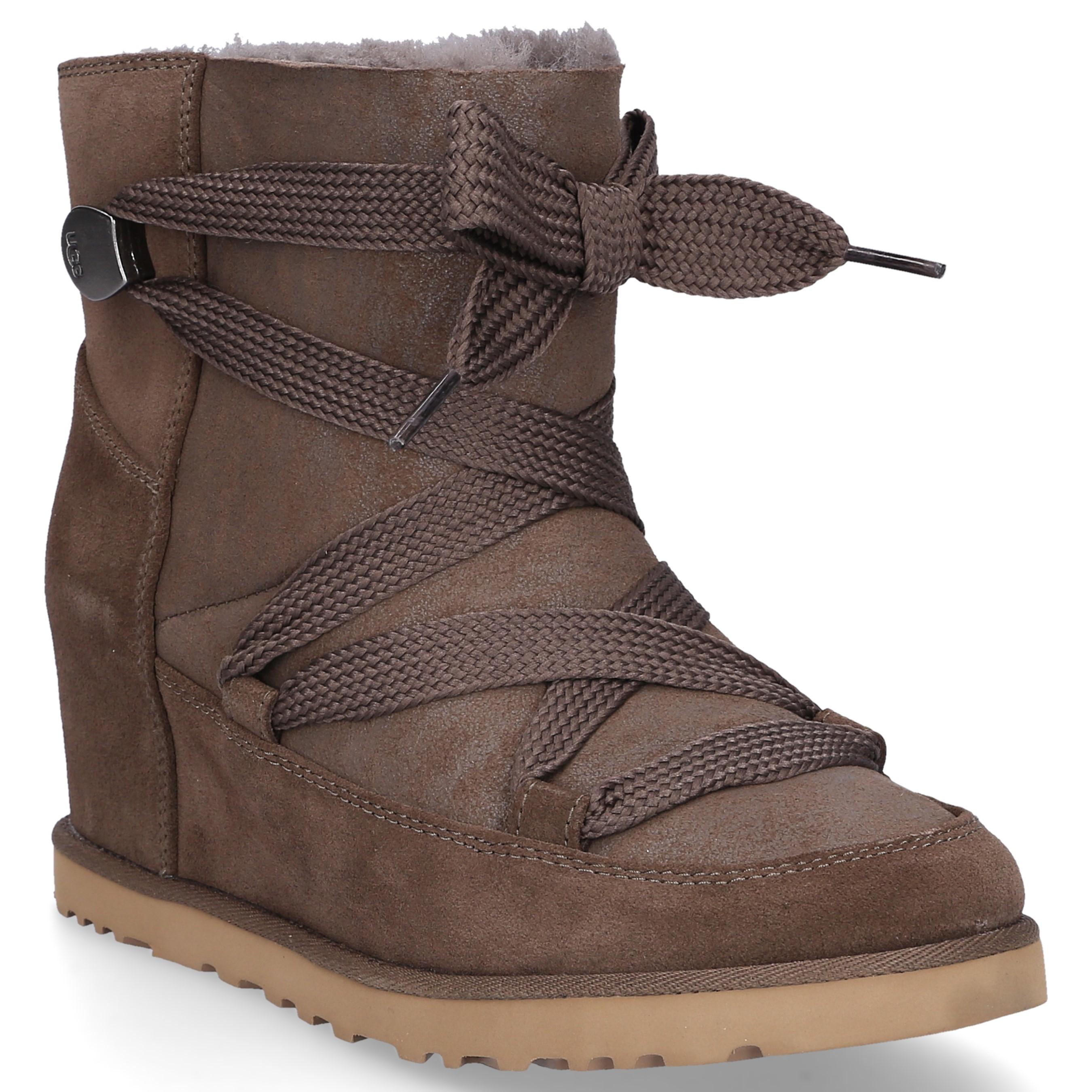 UGG Leather Ankle Wedge Boots Classic Femme Laceup in Olive (Green) Lyst