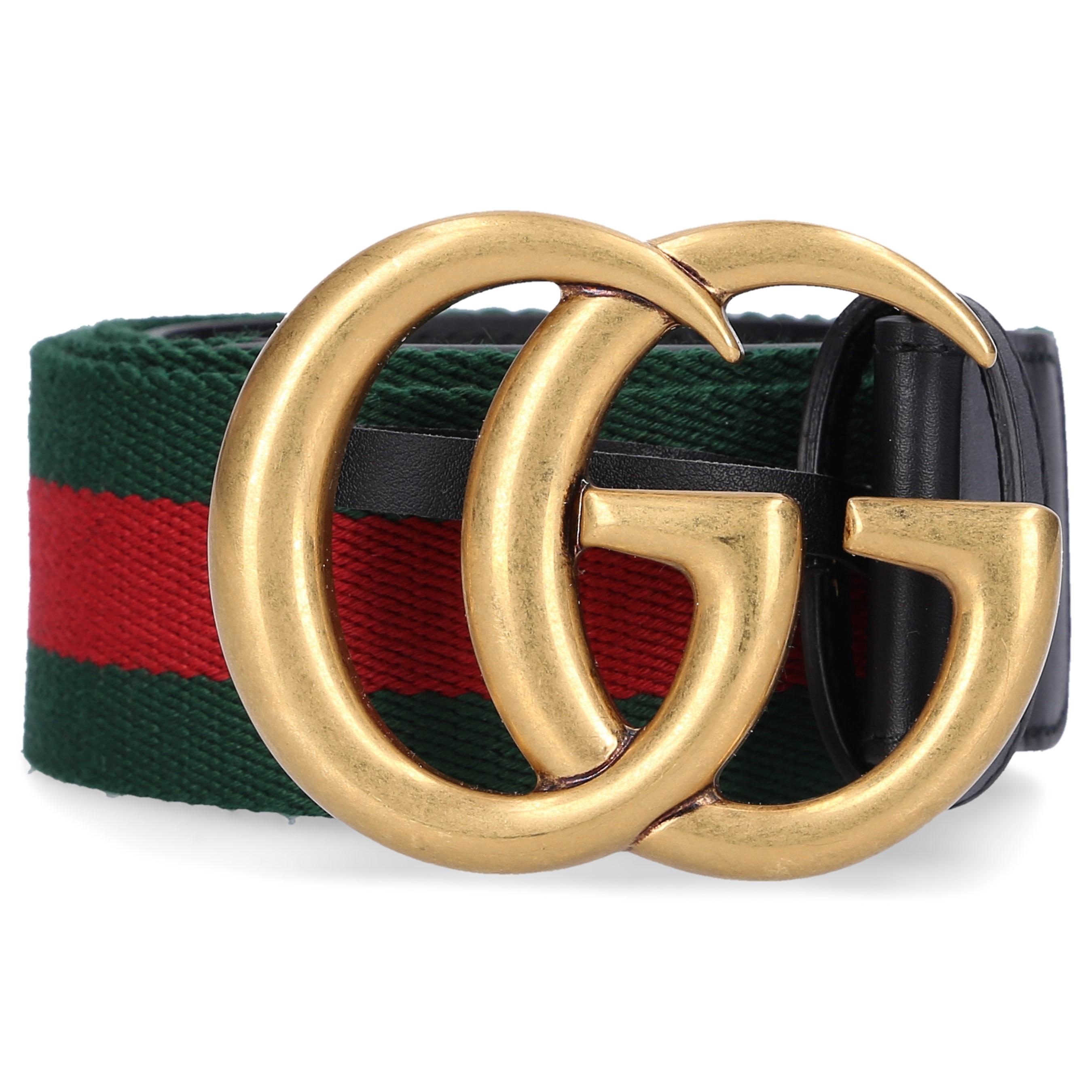 Gucci Belt He21t Canvas Calfskin Logo Green Red Black - Lyst