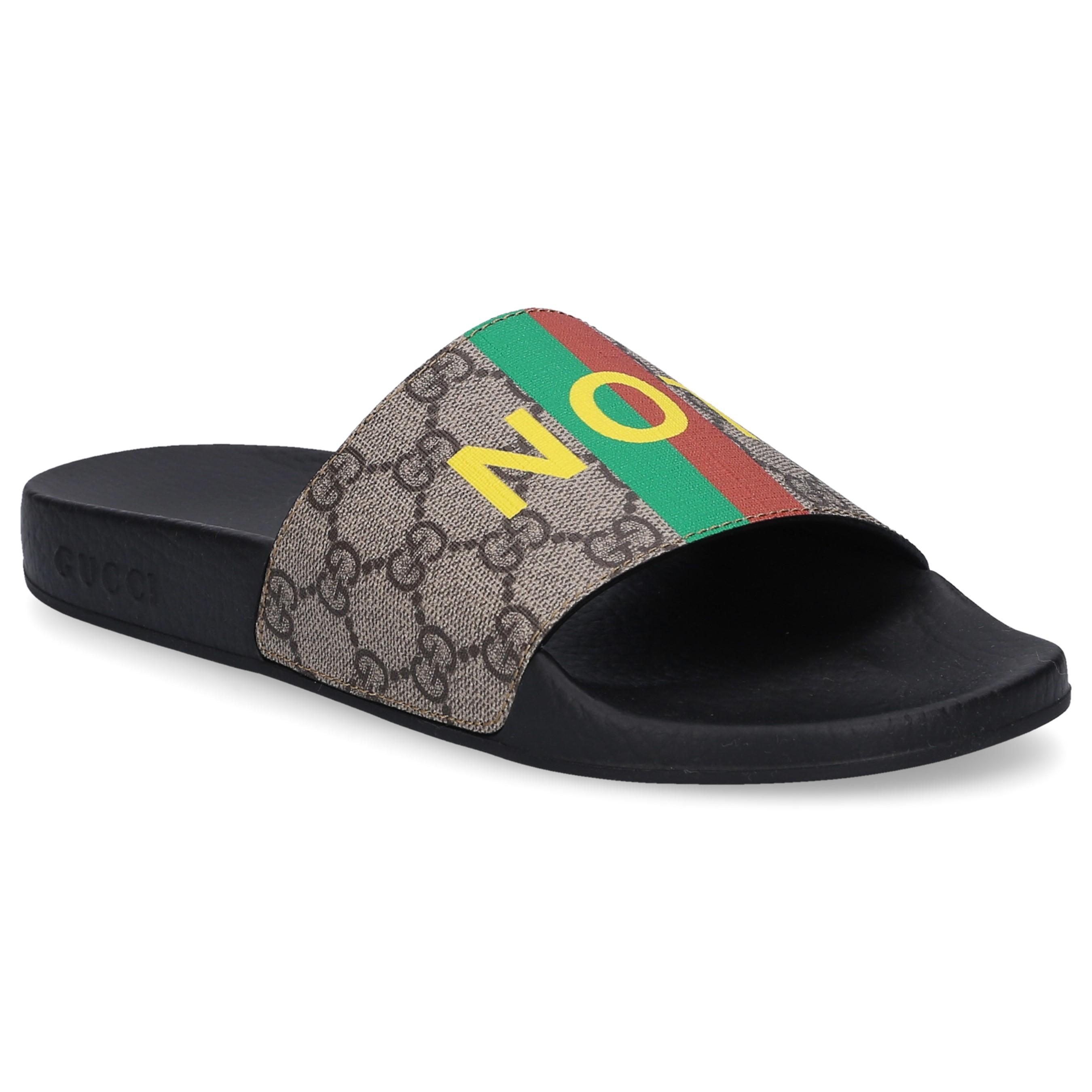 Gucci 'fake/not' Print Slide Sandal in Natural | Lyst