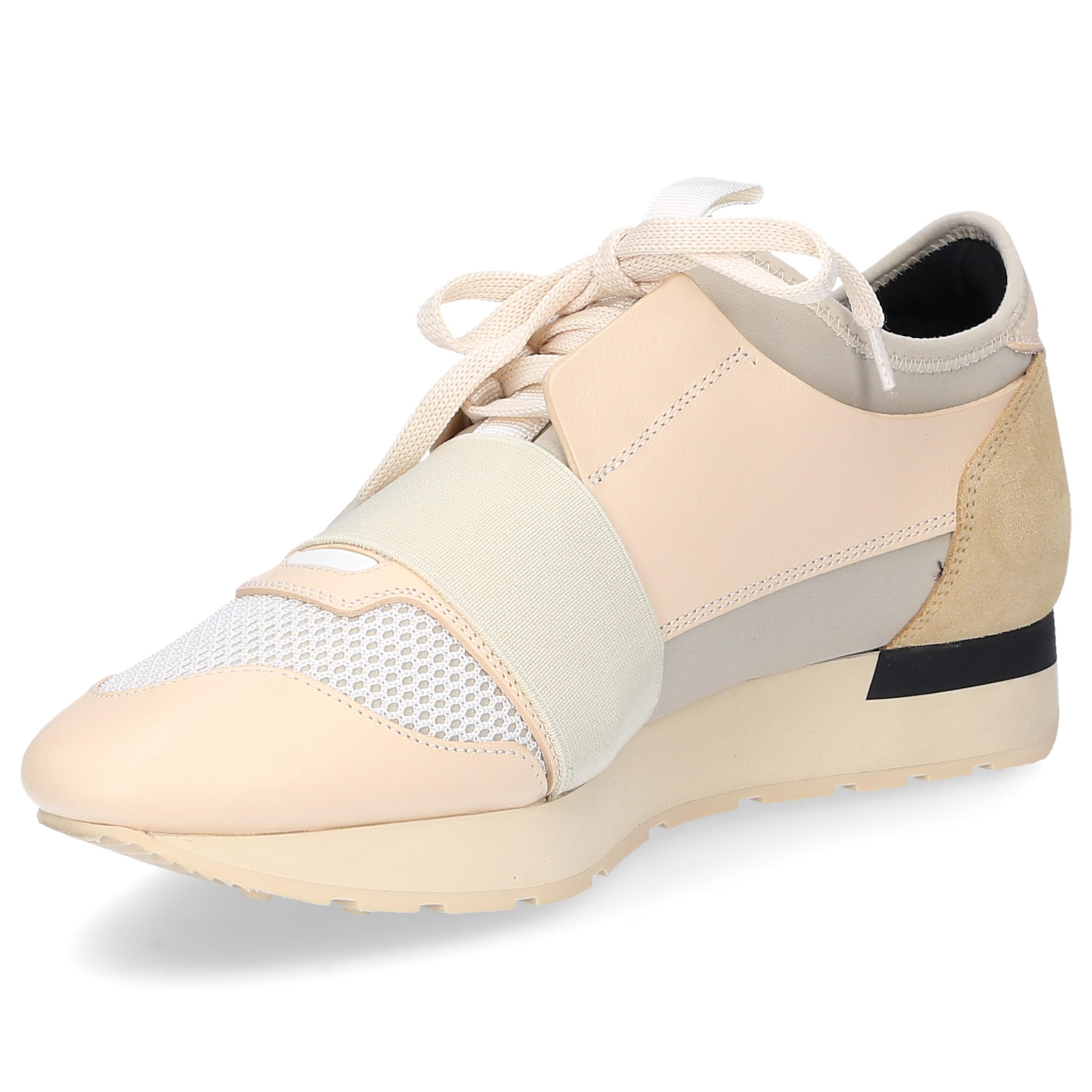 Balenciaga Race Runner Leather, Suede, Mesh And Neoprene Sneakers in Beige  (Natural) | Lyst
