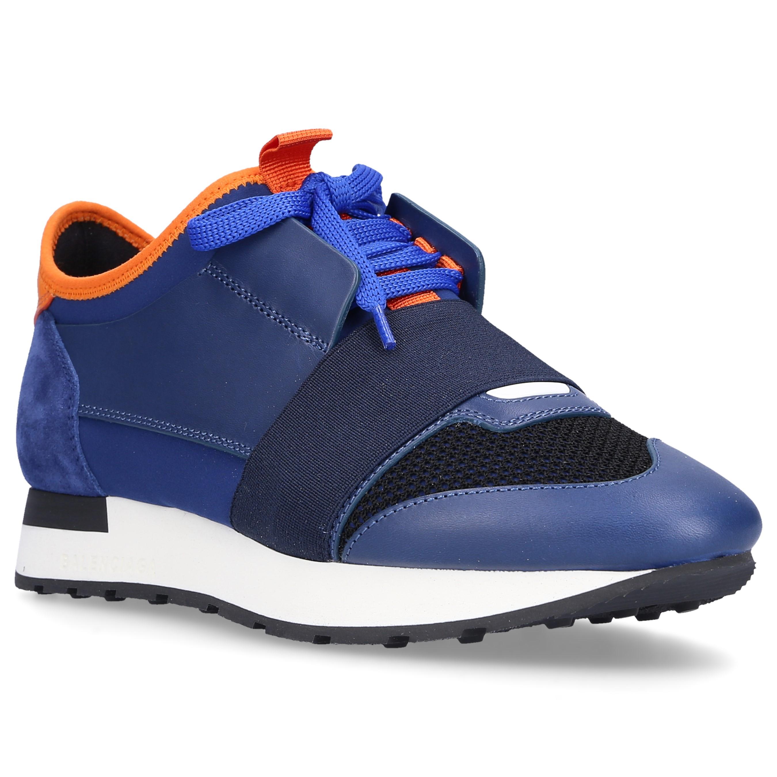 Balenciaga Leather Low-top Sneakers Race Runner Calfskin Blue Orange - Lyst