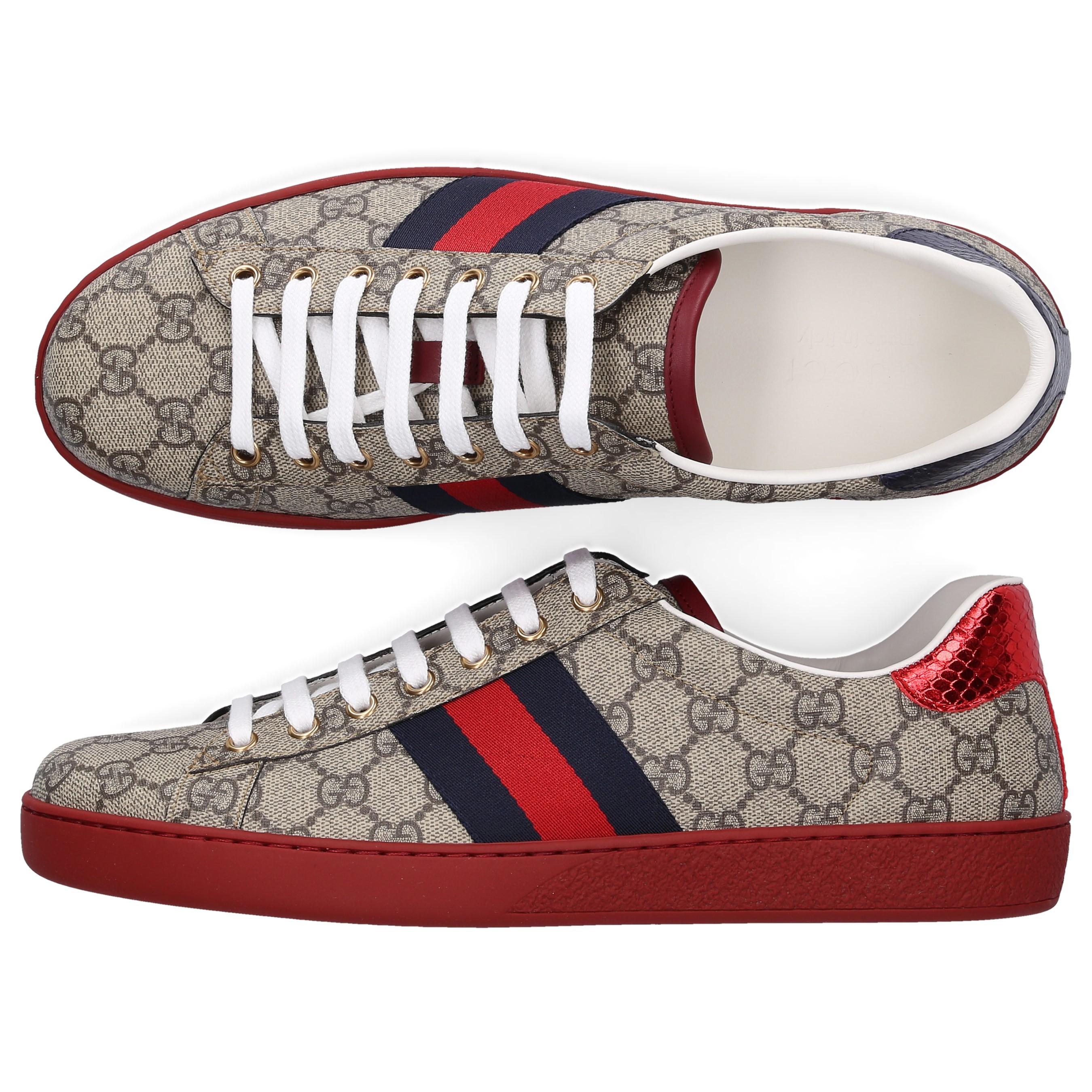 Gucci Canvas Sneakers Beige Ace in Natural for Men - Lyst