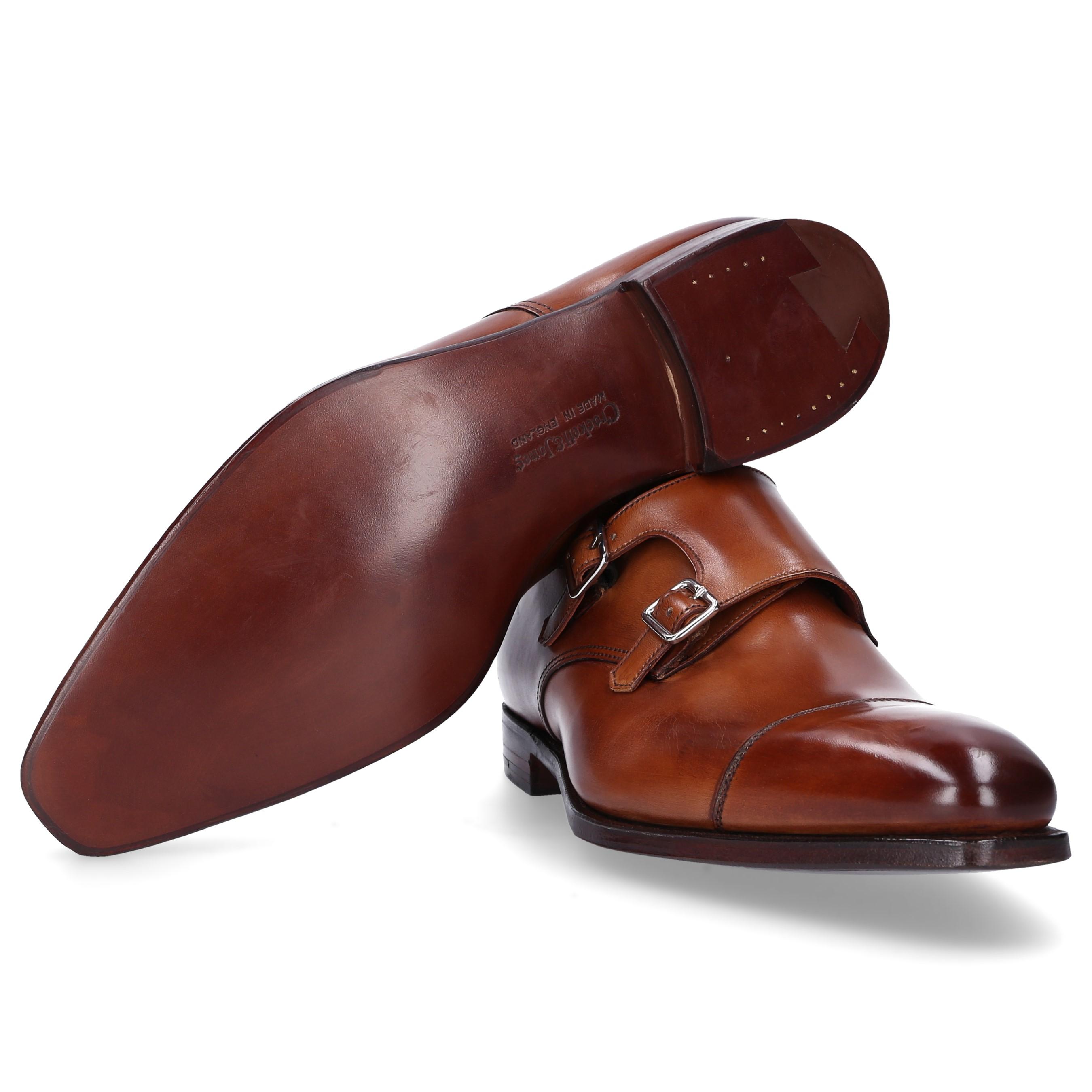 Crockett and Jones Monk Shoes Montpelier Calfskin Smooth Leather Beige