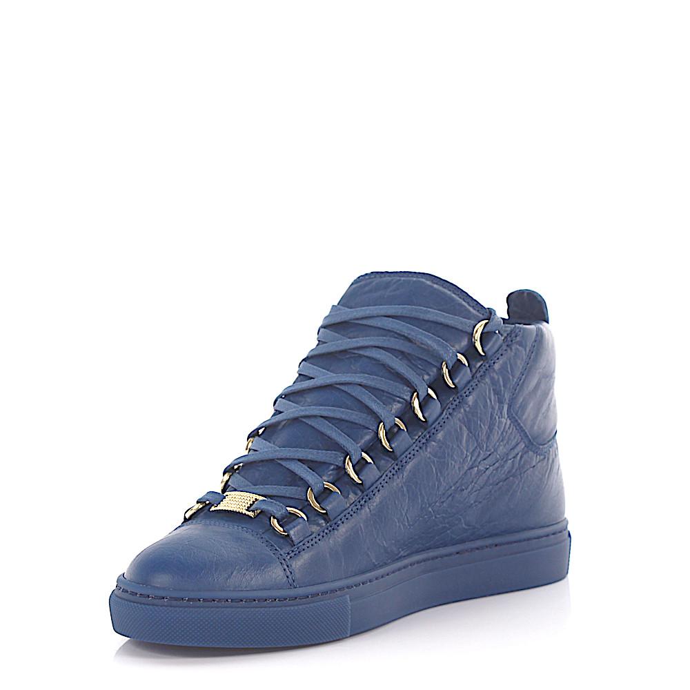 Balenciaga Sneakers High Arena Leather Blue Crinkled - Lyst