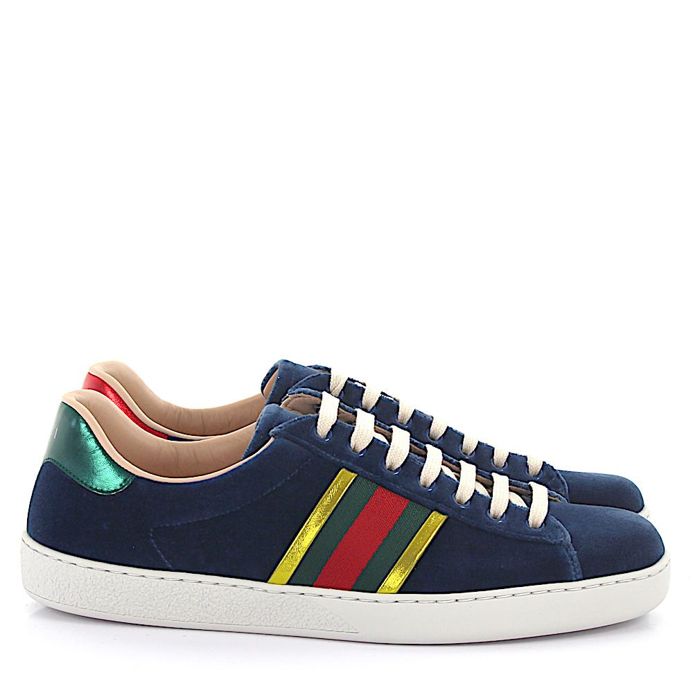 Gucci Ace Sneakers Velvet Blue Metallic Stripes in Blue for Men - Lyst