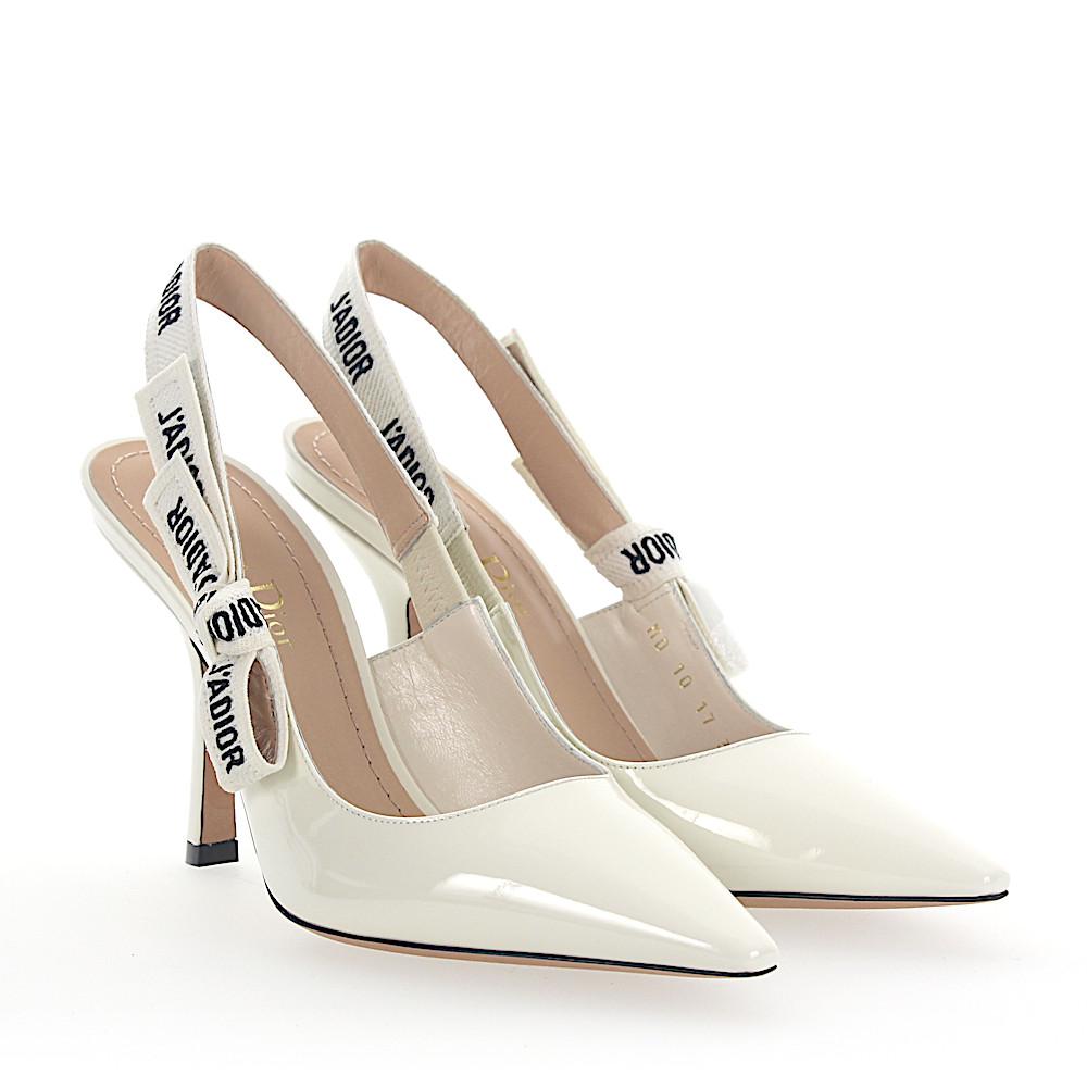 Dior Sling Pumps J'a Patent Leather White | Lyst