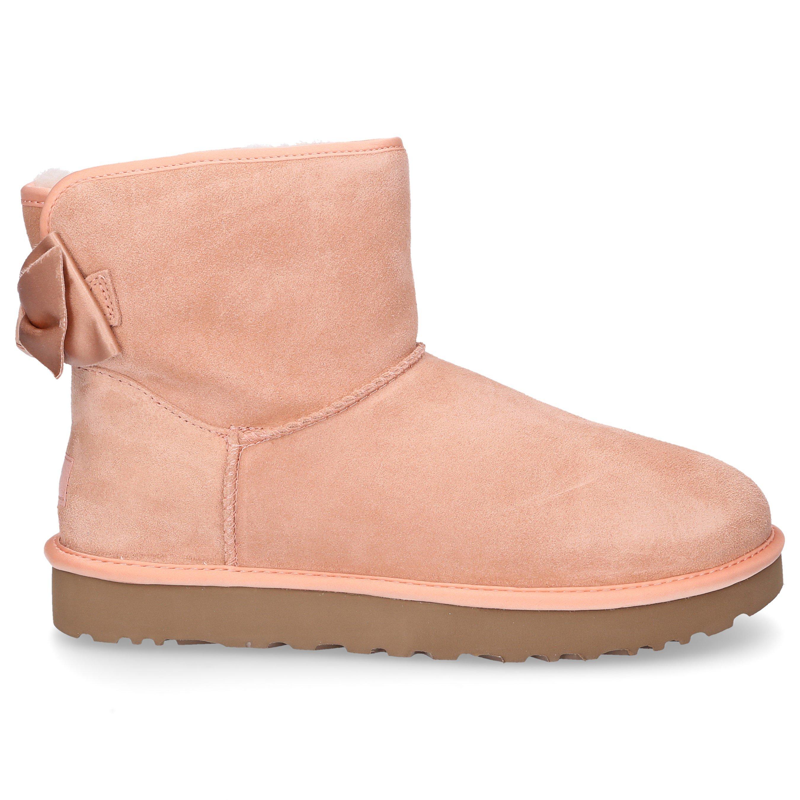 UGG Ankle Boots Satin Bow Suede Ribbon Rose in Pink - Save 53% | Lyst