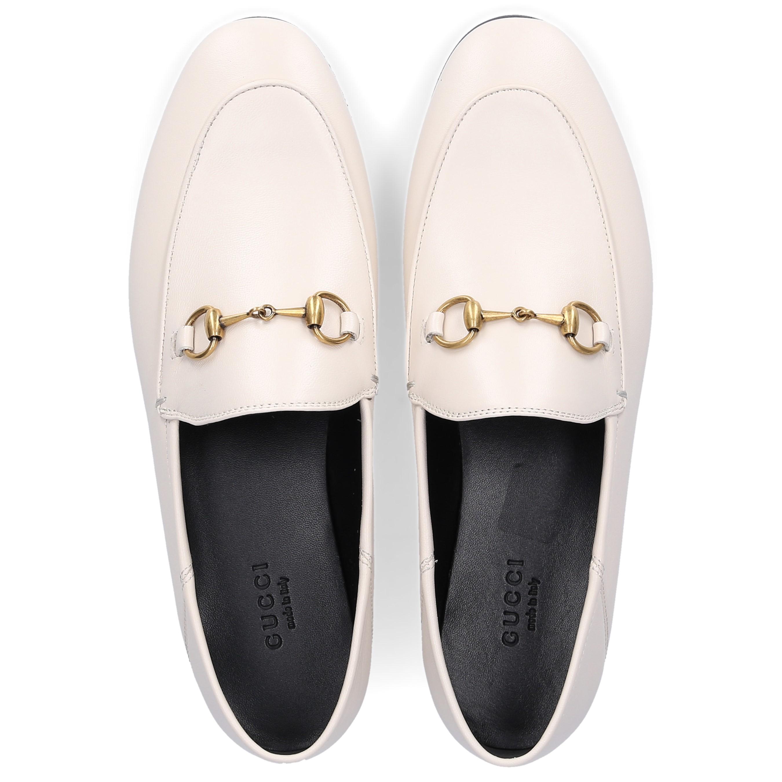 white gucci loafer slides
