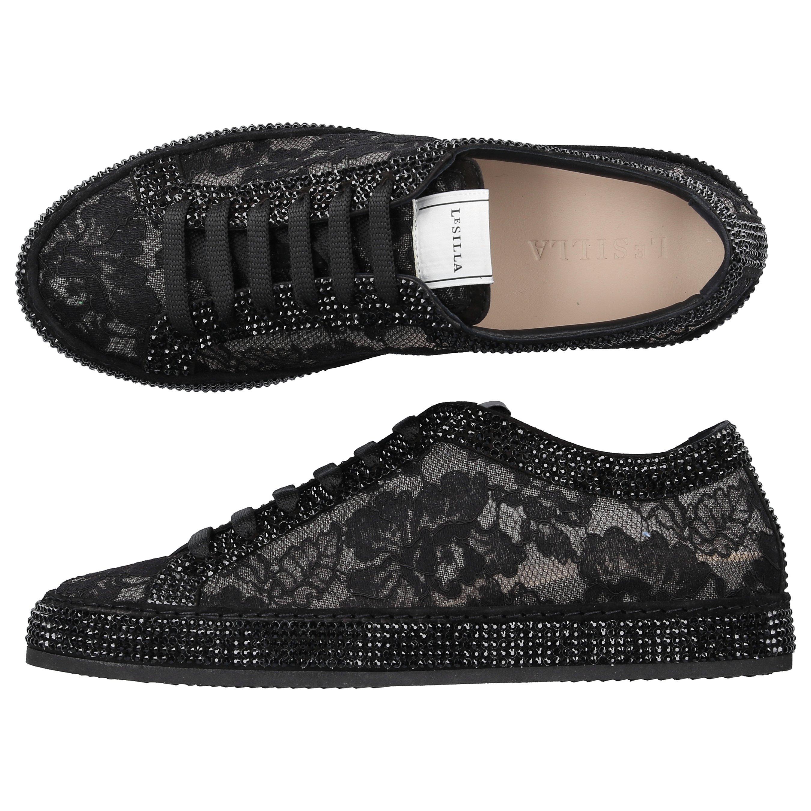 Le Silla Low-top Sneakers Claire Lace in Black | Lyst