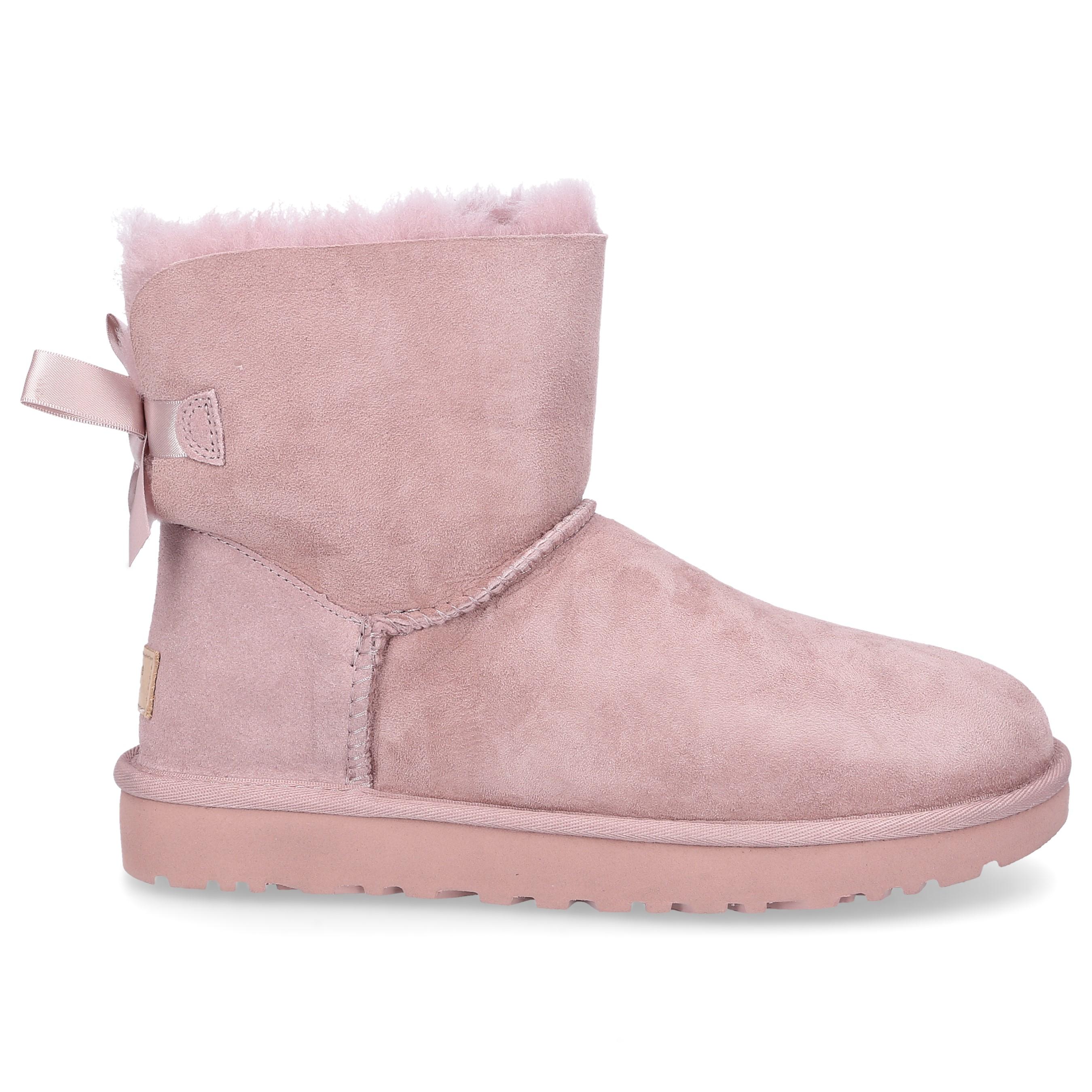 UGG Suede Ankle Boots Mini Bailey Bow Ii Lambskin Ribbon Pale Pink Lyst