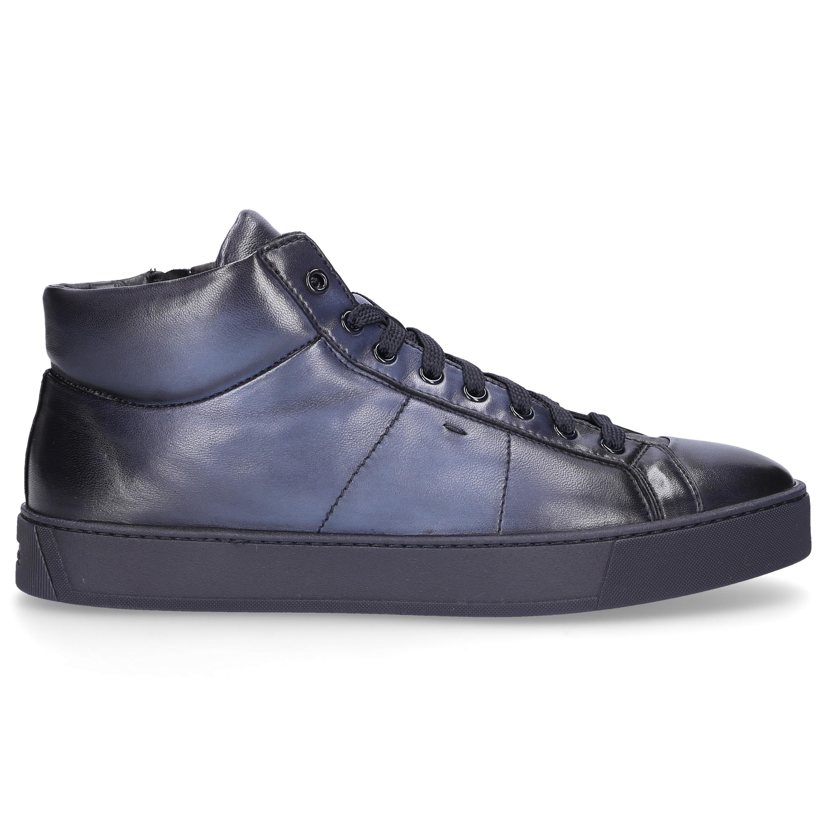 Santoni Leather Sneakers Blue 20851 for Men - Lyst