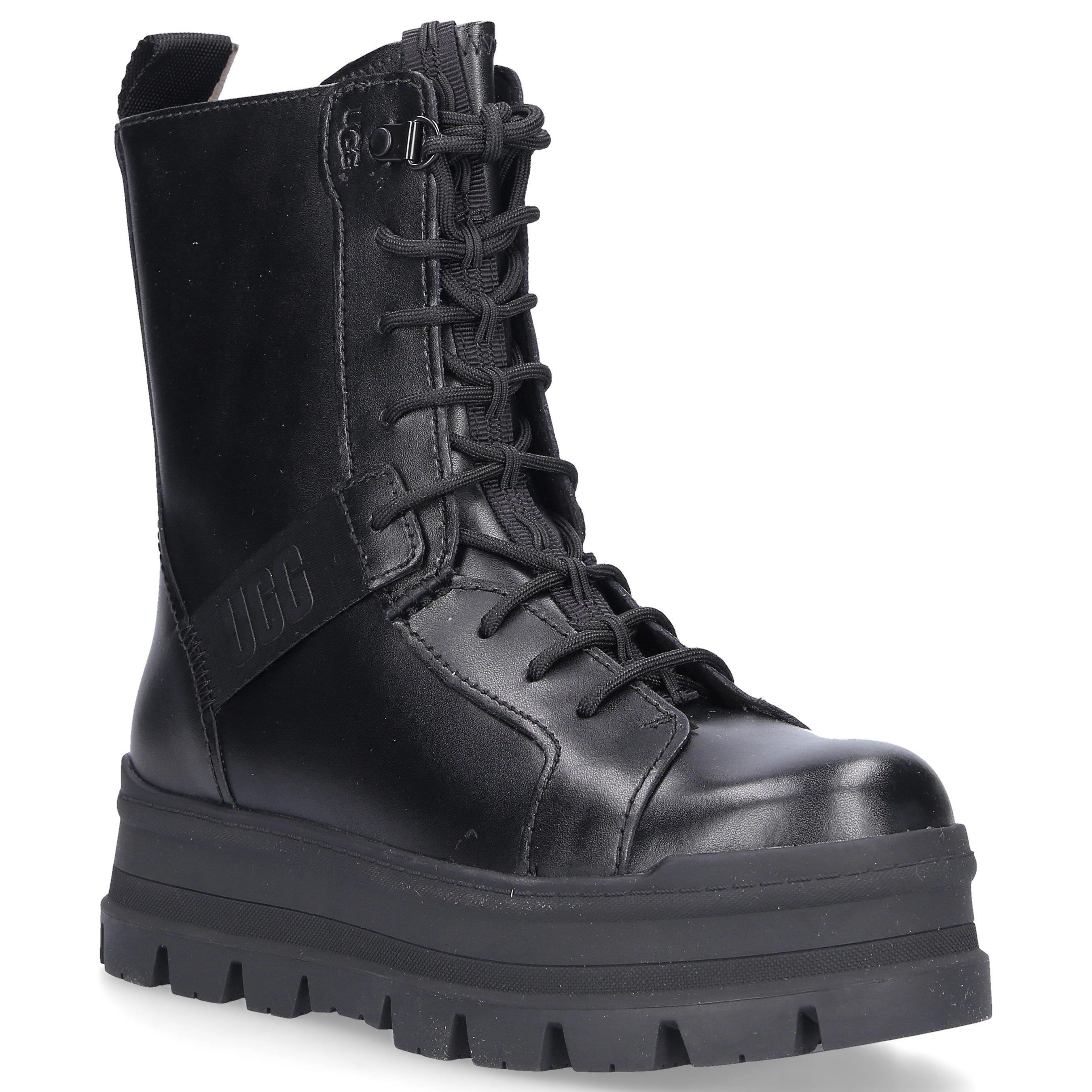 UGG Sheena Waterproof Leather Boots in Black | Lyst