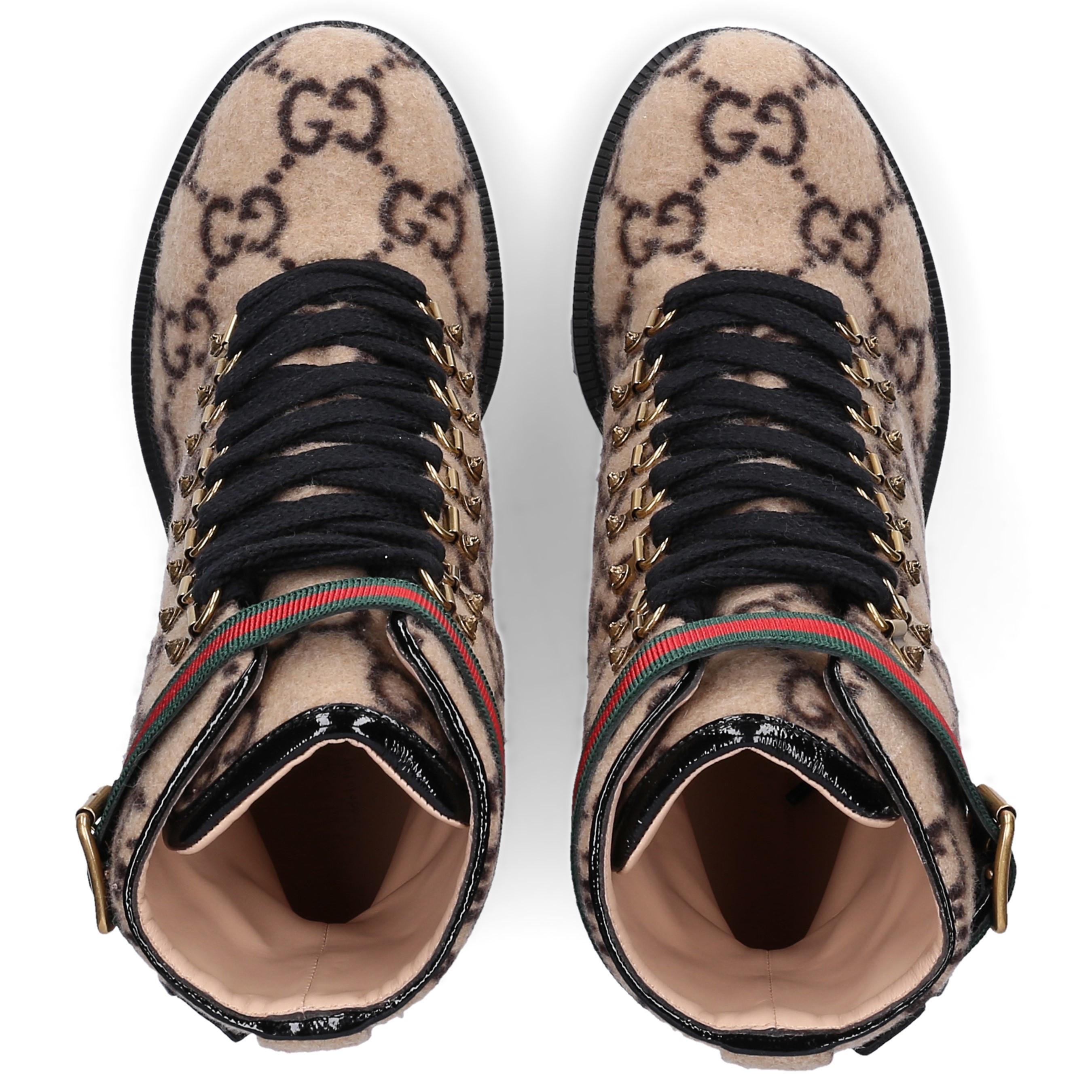 gucci beige wool gg ankle boots
