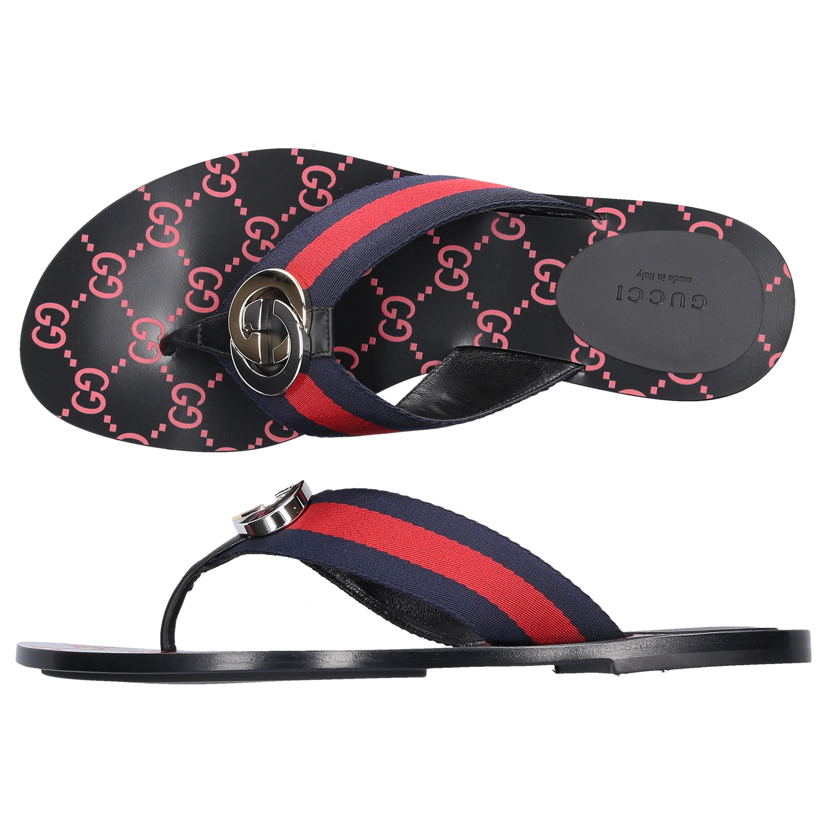 Gucci Cotton Flip Flops in Blue/Red (Blue) Save - Lyst
