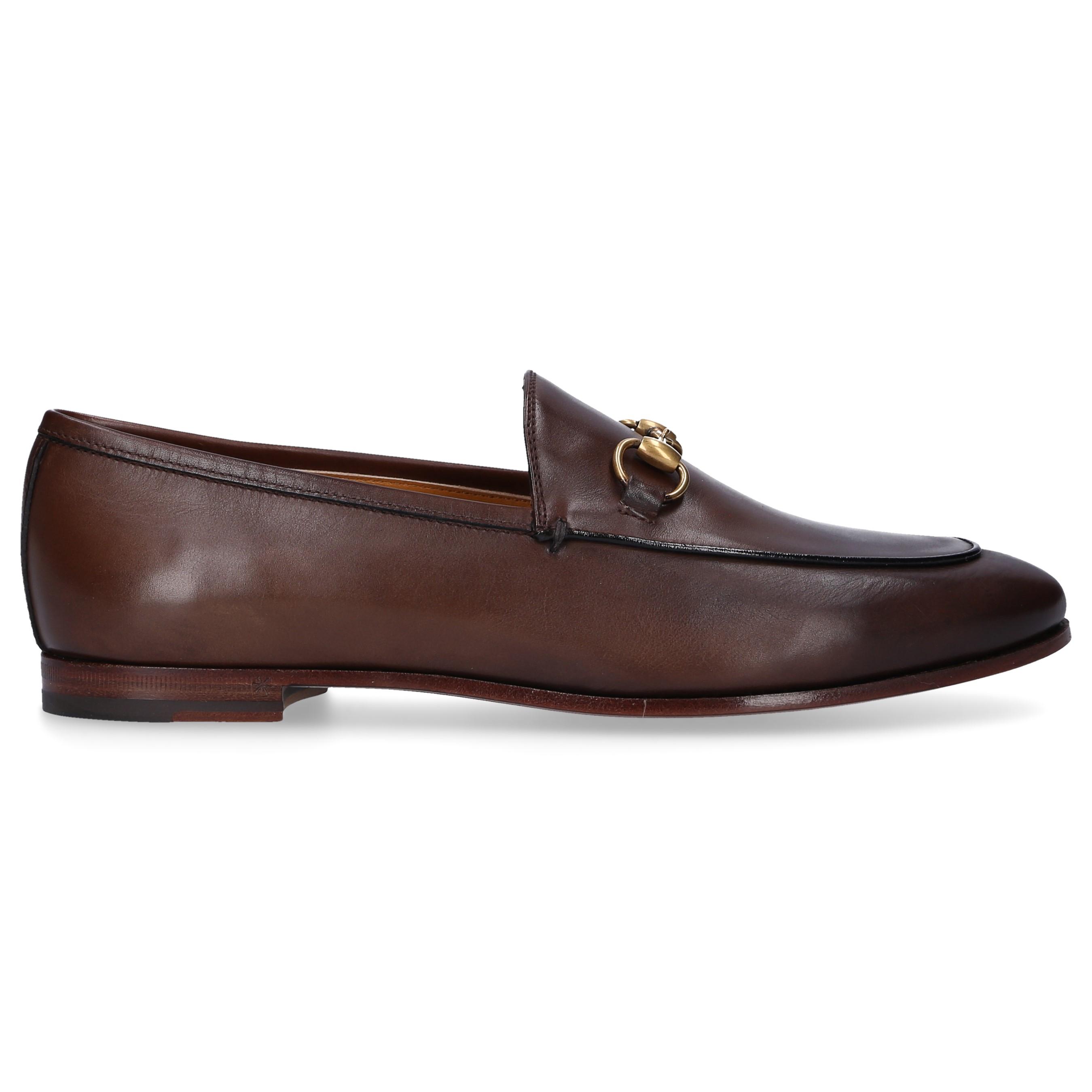 Gucci Jordaan Leather Loafers in Brown | Lyst