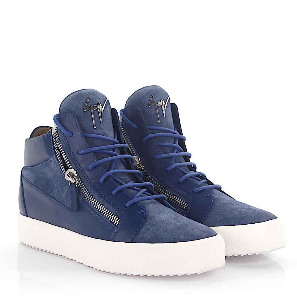 Giuseppe Zanotti Sneaker Kriss Mid Top Leather Suede Blue for Men - Lyst