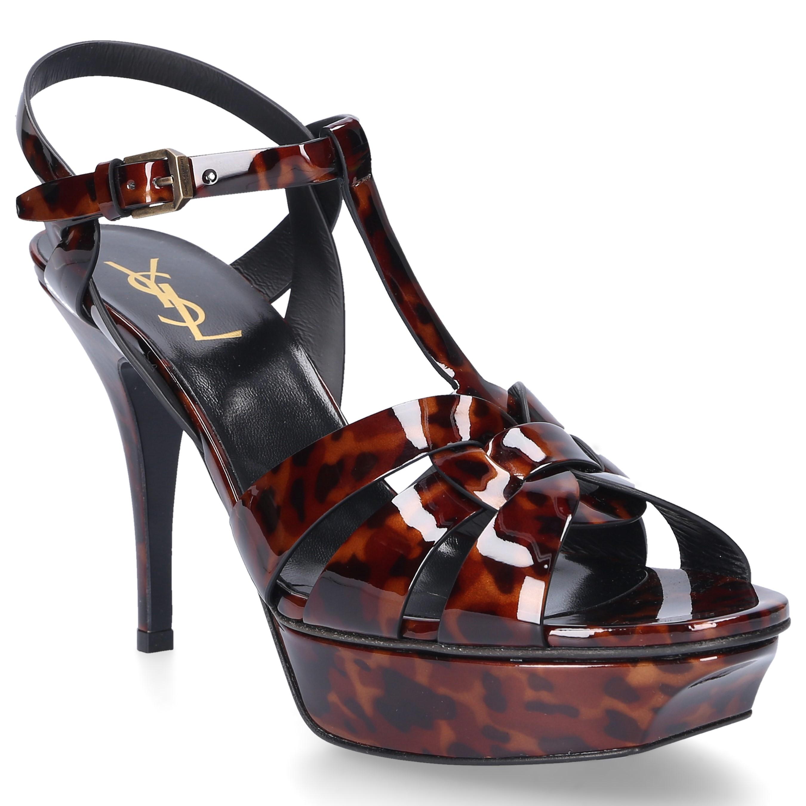 Saint Laurent Leather Strappy Sandals Tribute 75 in Brown - Lyst