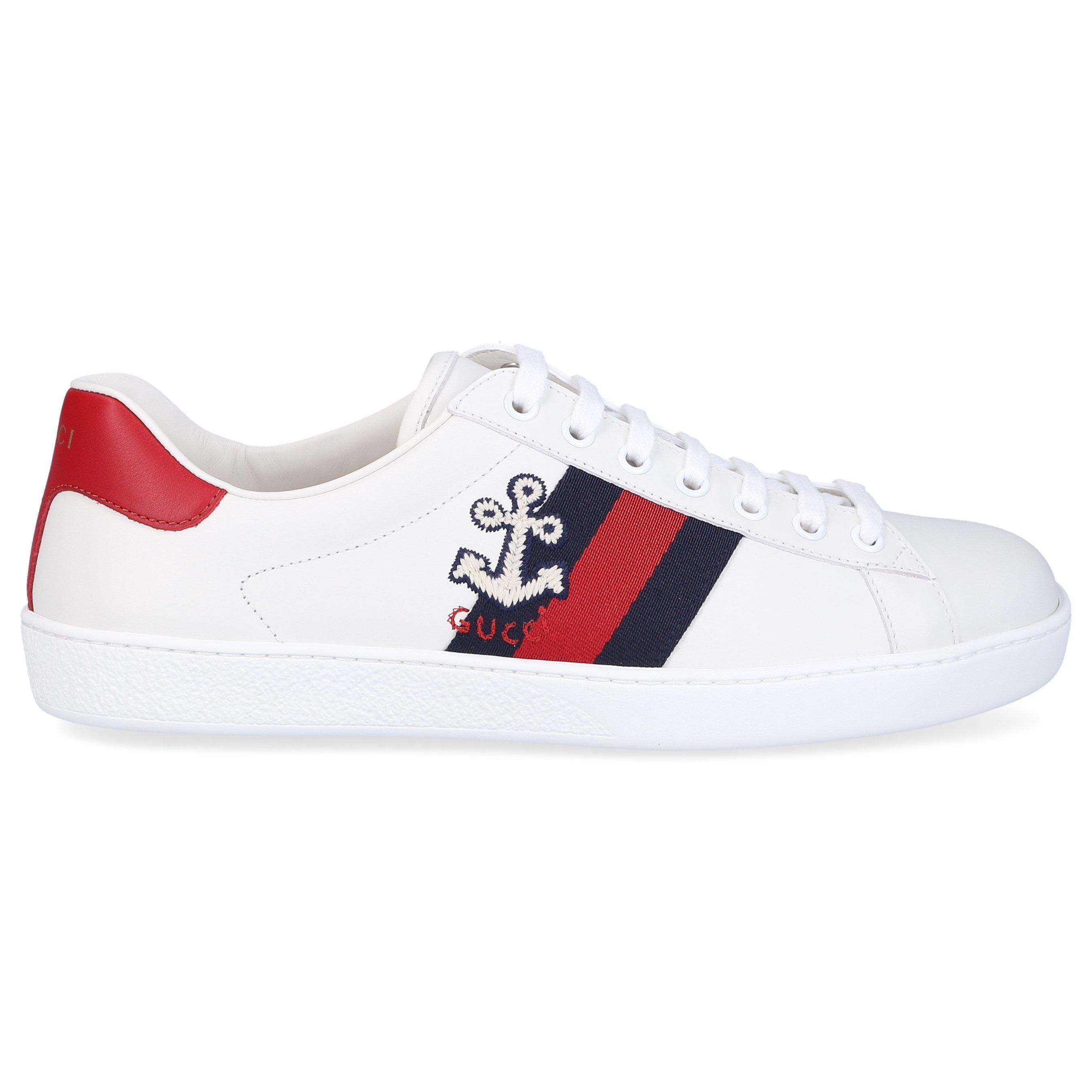 Gucci Ace Anchor Leather Sneaker in White for Men | Lyst