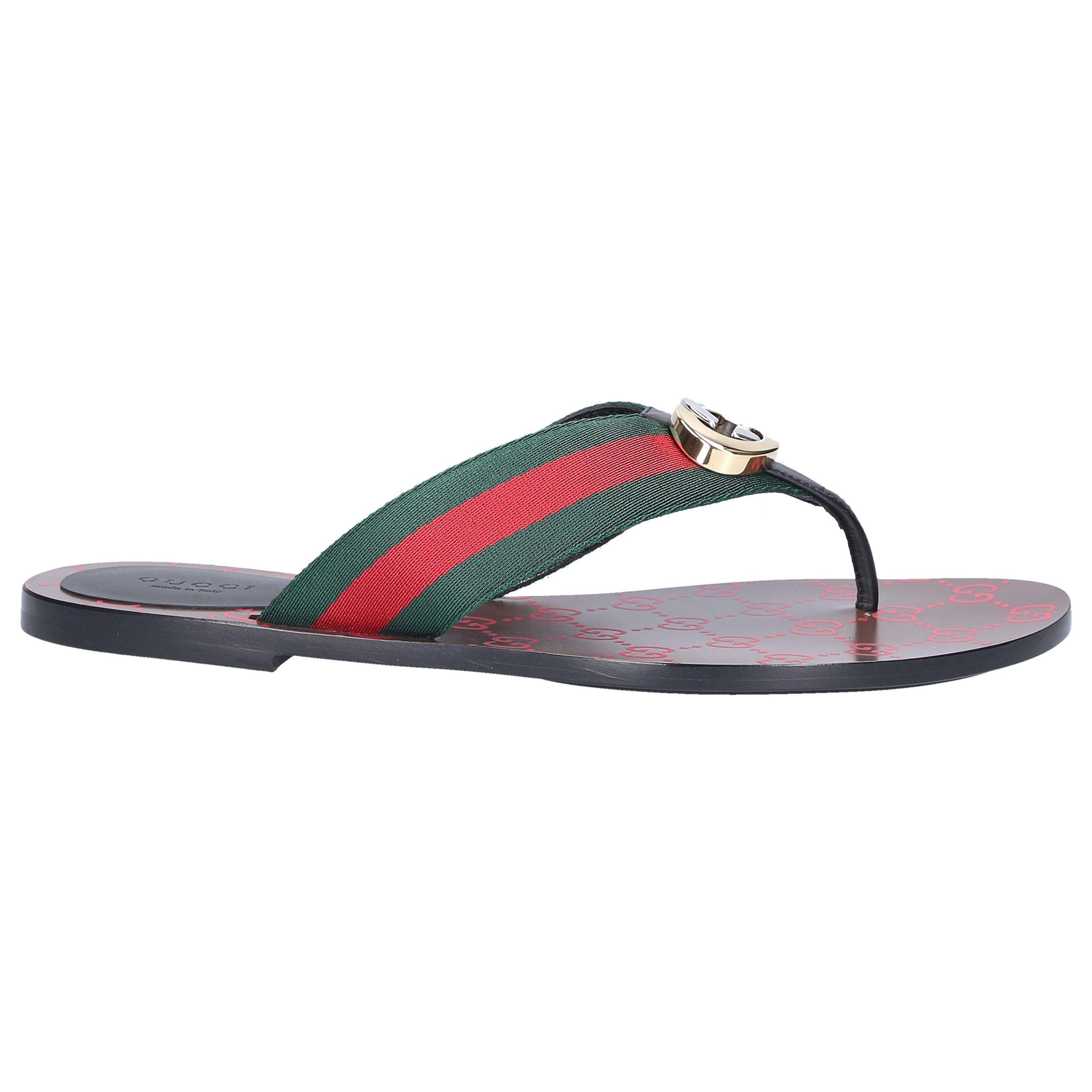 Gucci Canvas Flip Flops Kika in Green - Lyst