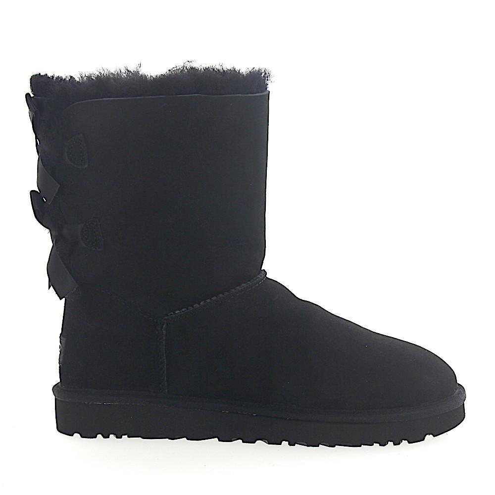 black ankle boots with white fur