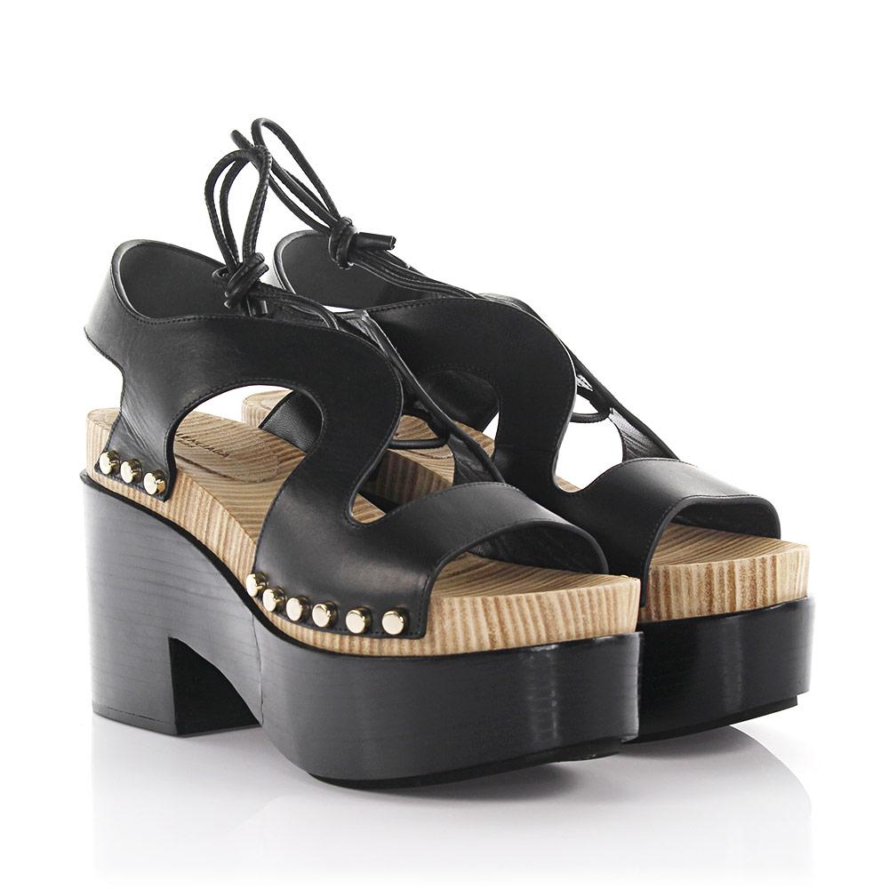 Balenciaga Sandals Clogs Plateau Leather Black Studs - Lyst