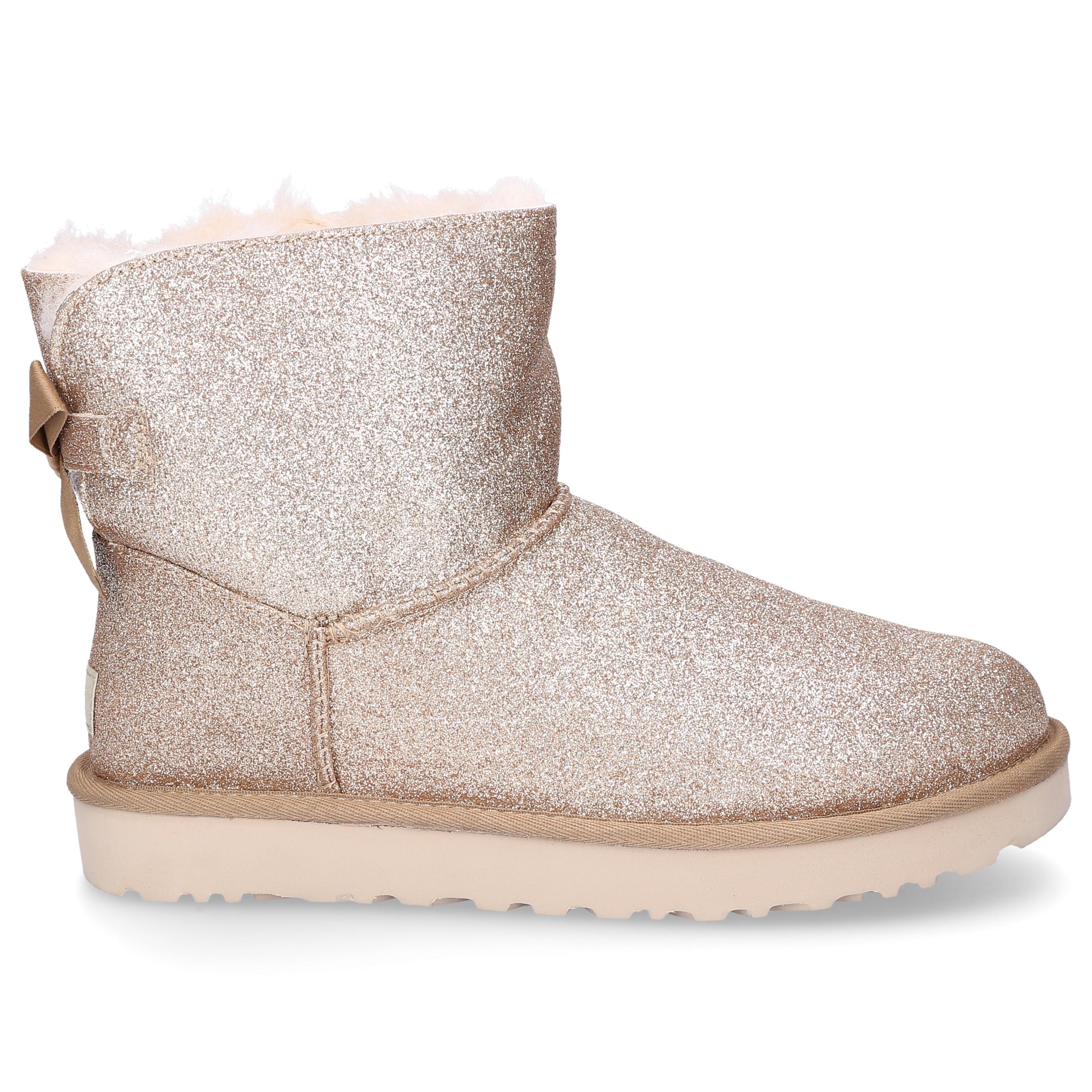 UGG Ankle Boots Mini Bailey Glitter Textile Ribbon Gold in Metallic Lyst