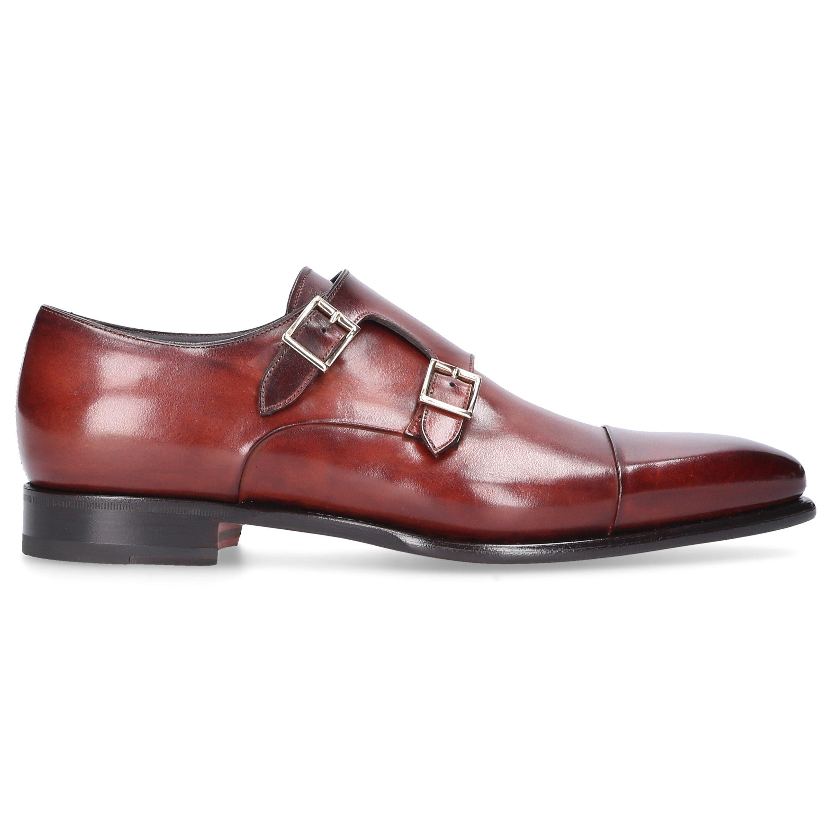 Santoni Leather Monk Shoes 07508 in Red for Men - Lyst