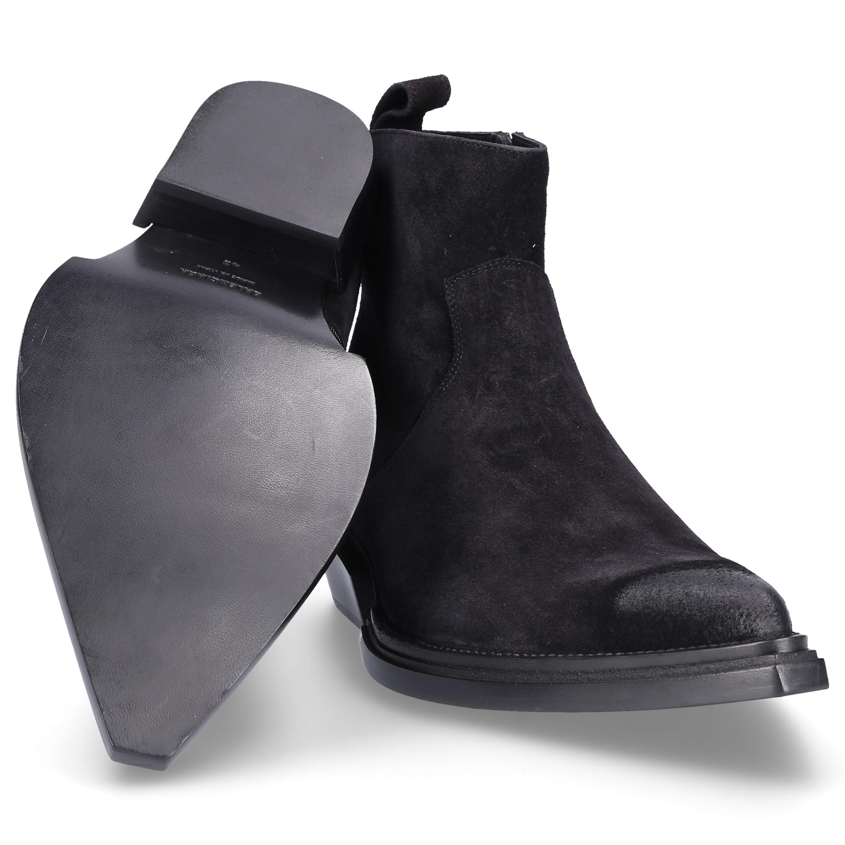 Balenciaga Santiag Suede Heeled Ankle Boots in Black for Men - Lyst