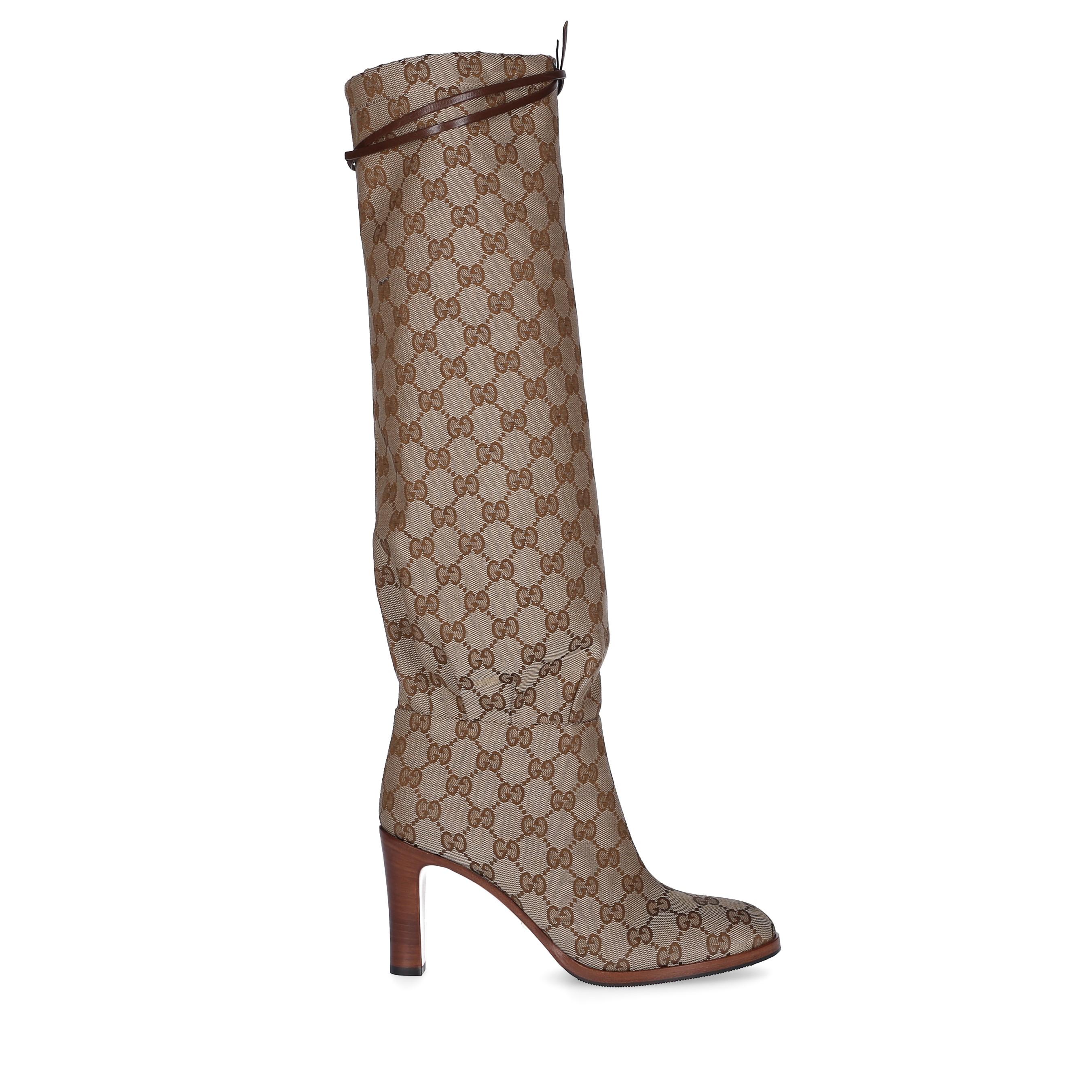 Gucci Canvas Boots Long Shaft Ky9v0 in Beige (Natural) - Lyst