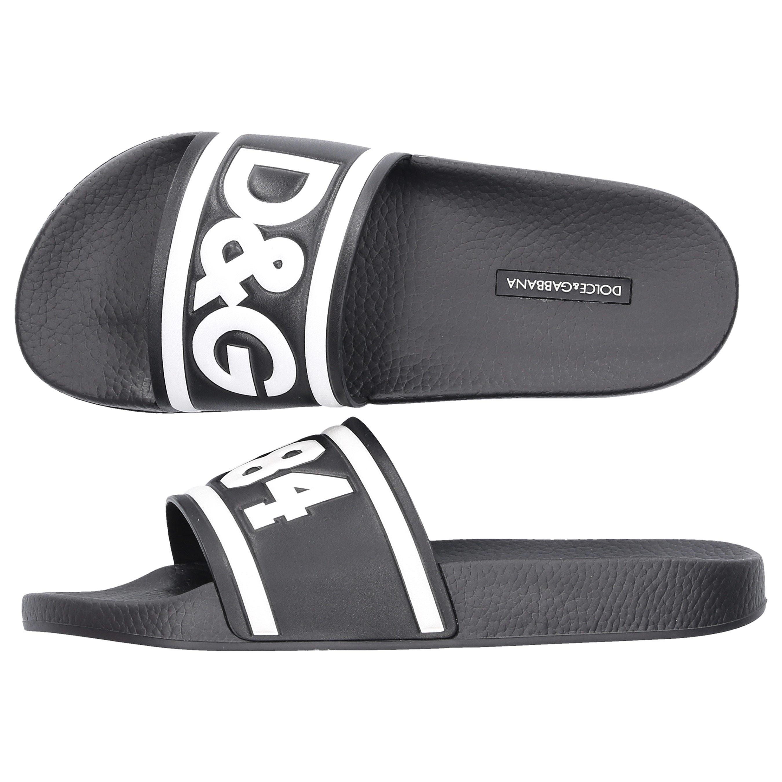 Dolce \u0026 Gabbana Logo Slides in Black 