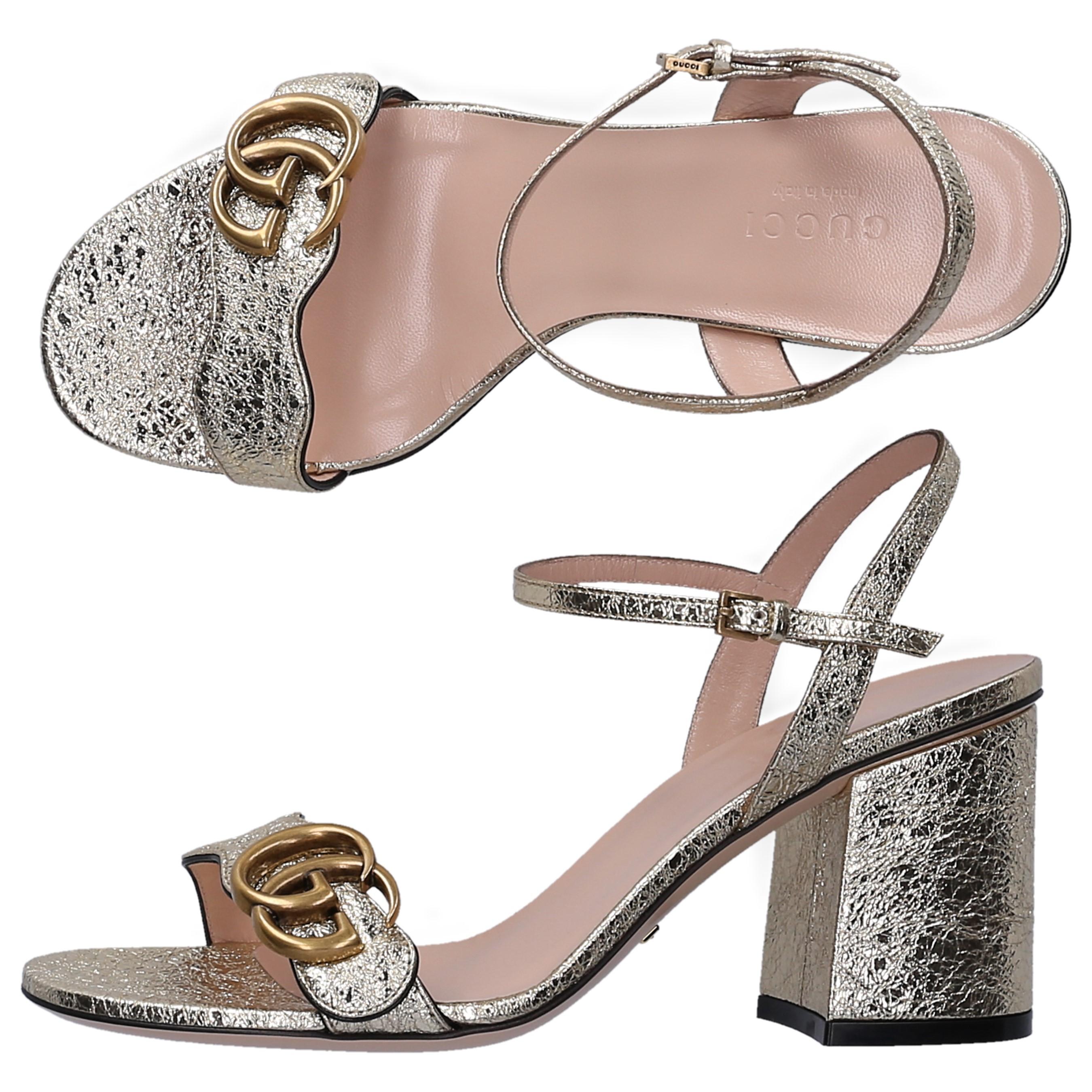 Gucci Leather Strappy Sandals Dkt00 in Gold (Metallic) Lyst