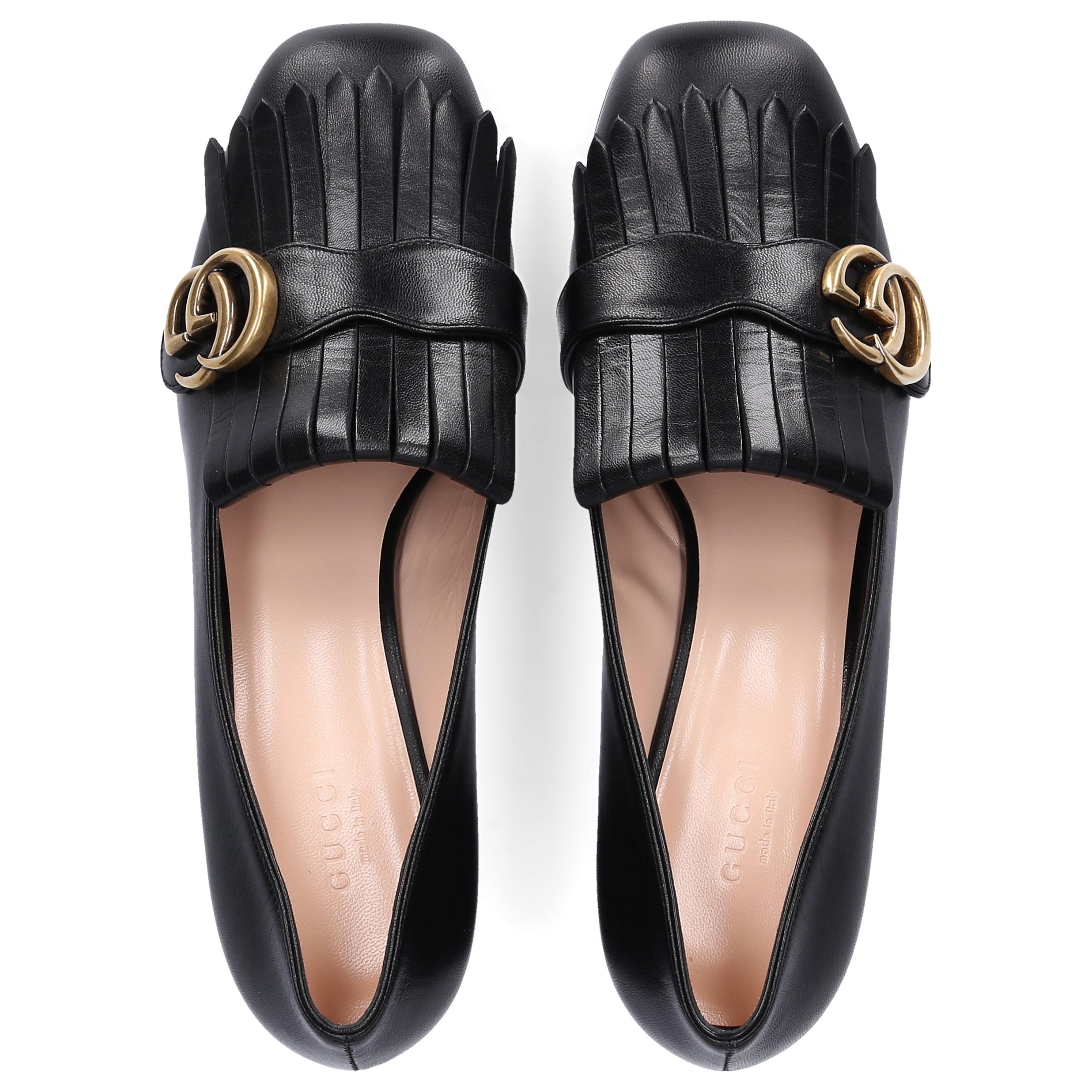 Gucci Leather Marmont Fringed Loafers 55 in Nero (Black) - Lyst