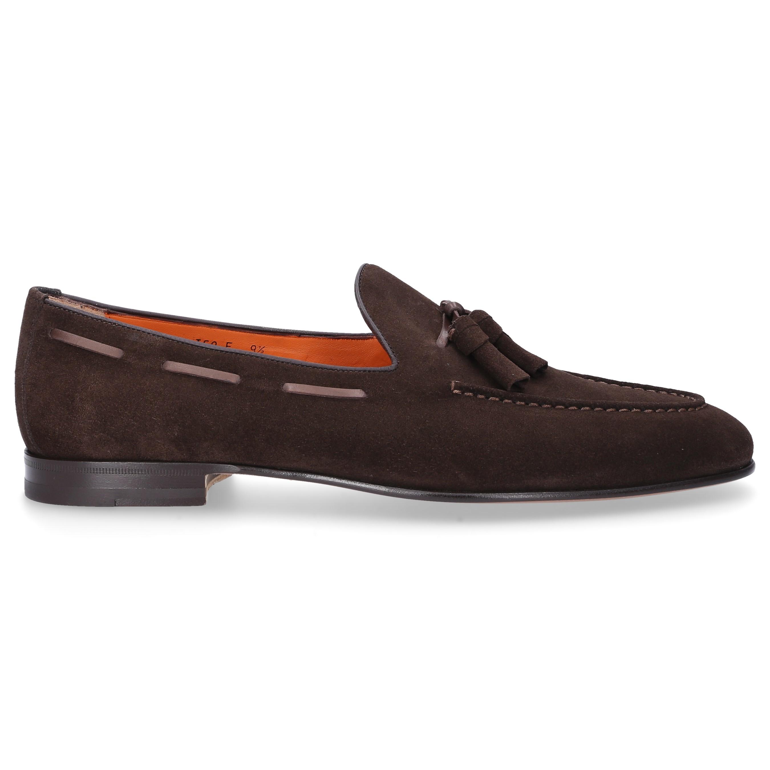 Santoni Loafers 13904 Calf-suede Stitching Tassel Brown for Men - Lyst