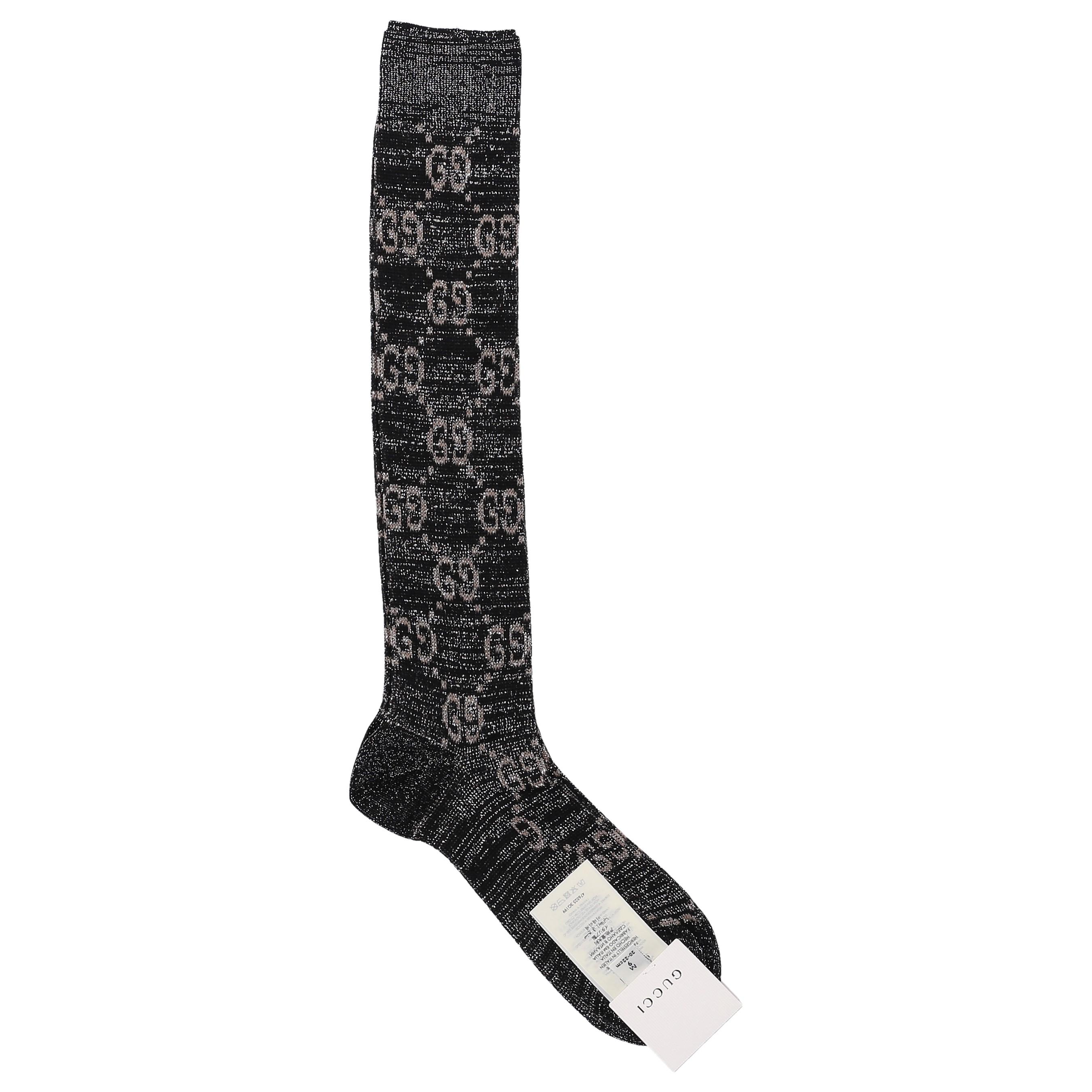 Gucci Cotton Lurex Interlocking G Socks Black Save 45 Lyst