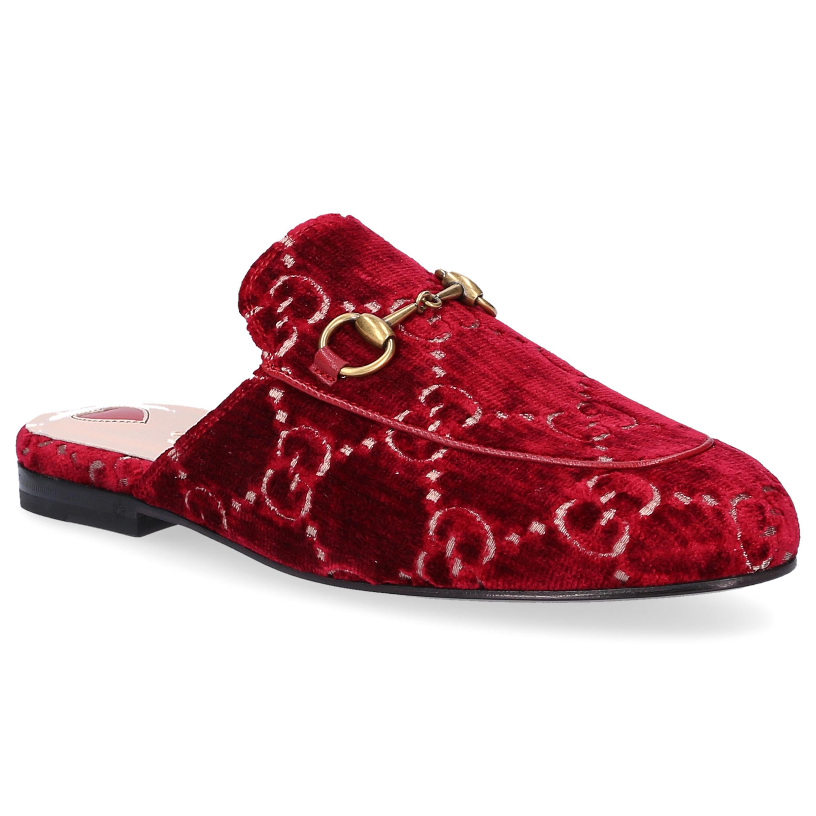 Gucci Slip On Shoes Princetown Velvet Horsebitdetail Red