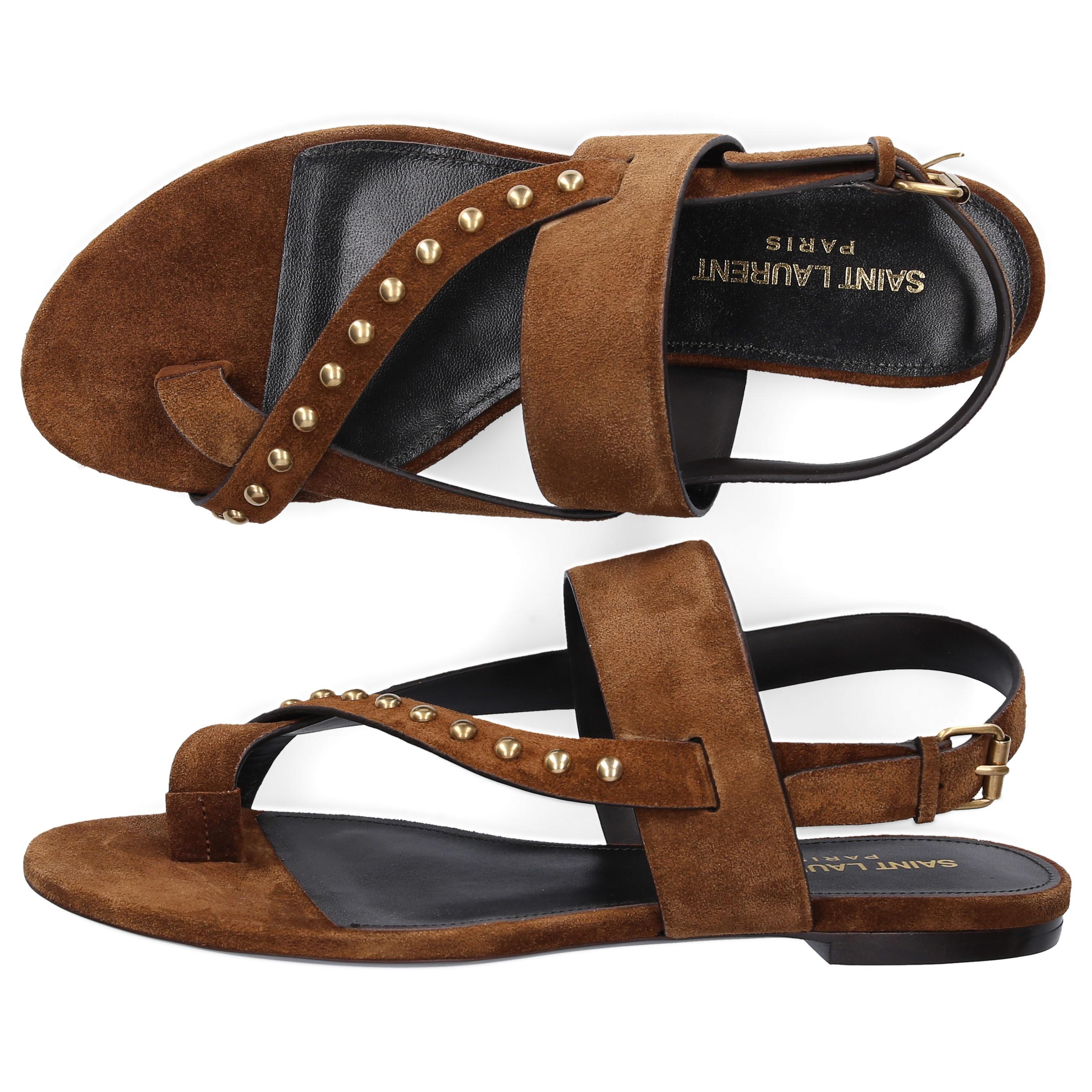 Saint Laurent Suede Gia Stud Sandals in Brown - Save 17% - Lyst
