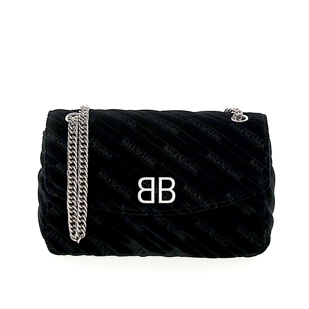 Balenciaga Women Shoulder Bag Bb Velvet Velvet Black Logo - Lyst