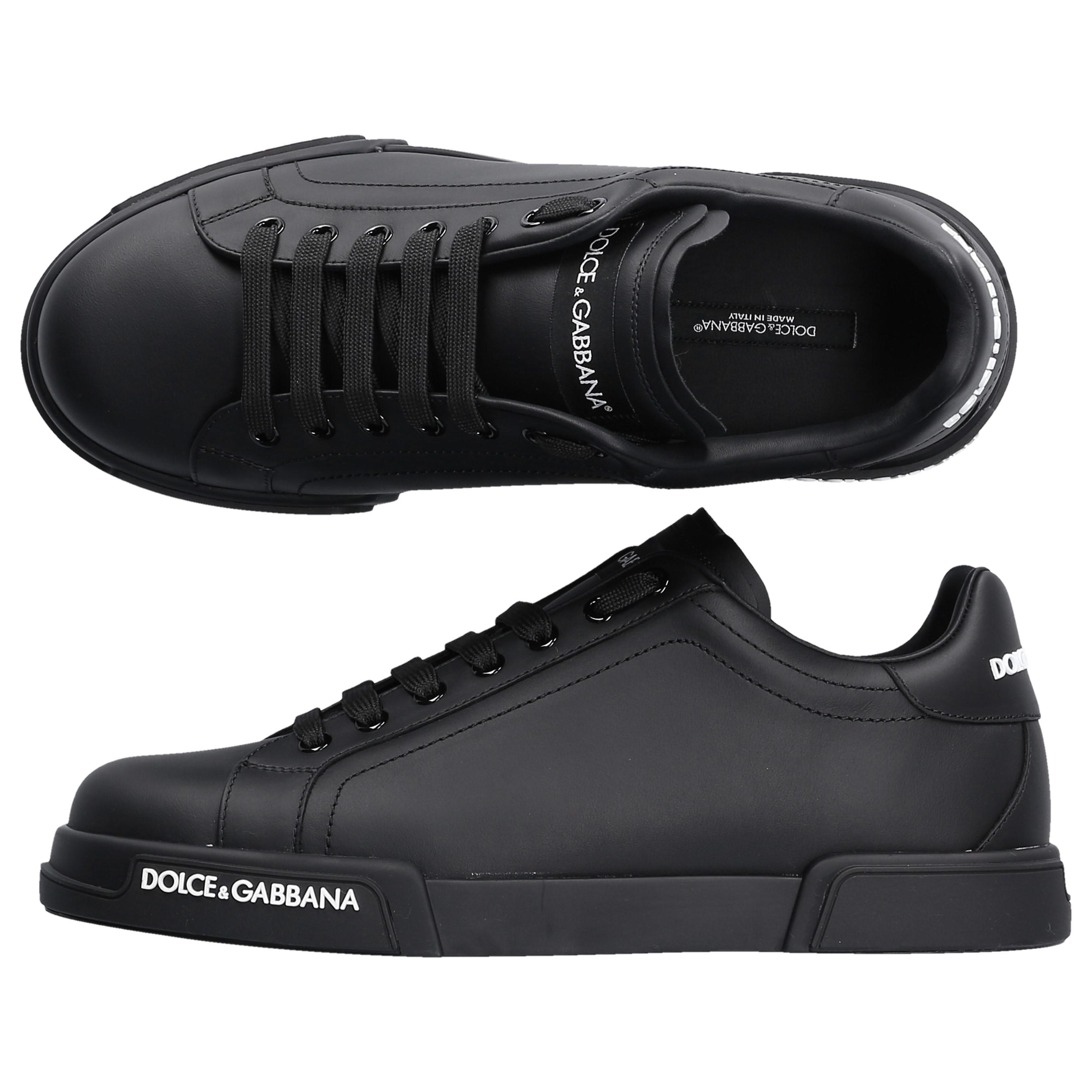 Dolce & Gabbana Leather Sneakers Black Portofino for Men - Lyst