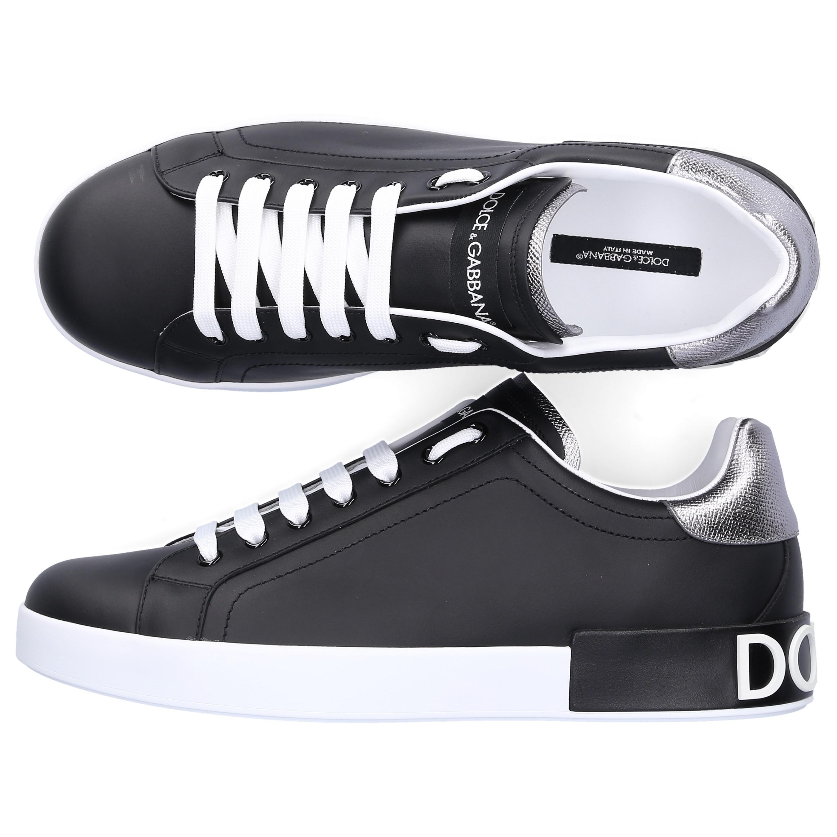 Dolce & Gabbana Leather Low-top Sneakers Portofino Calfskin Logo Black-combo for Men - Lyst