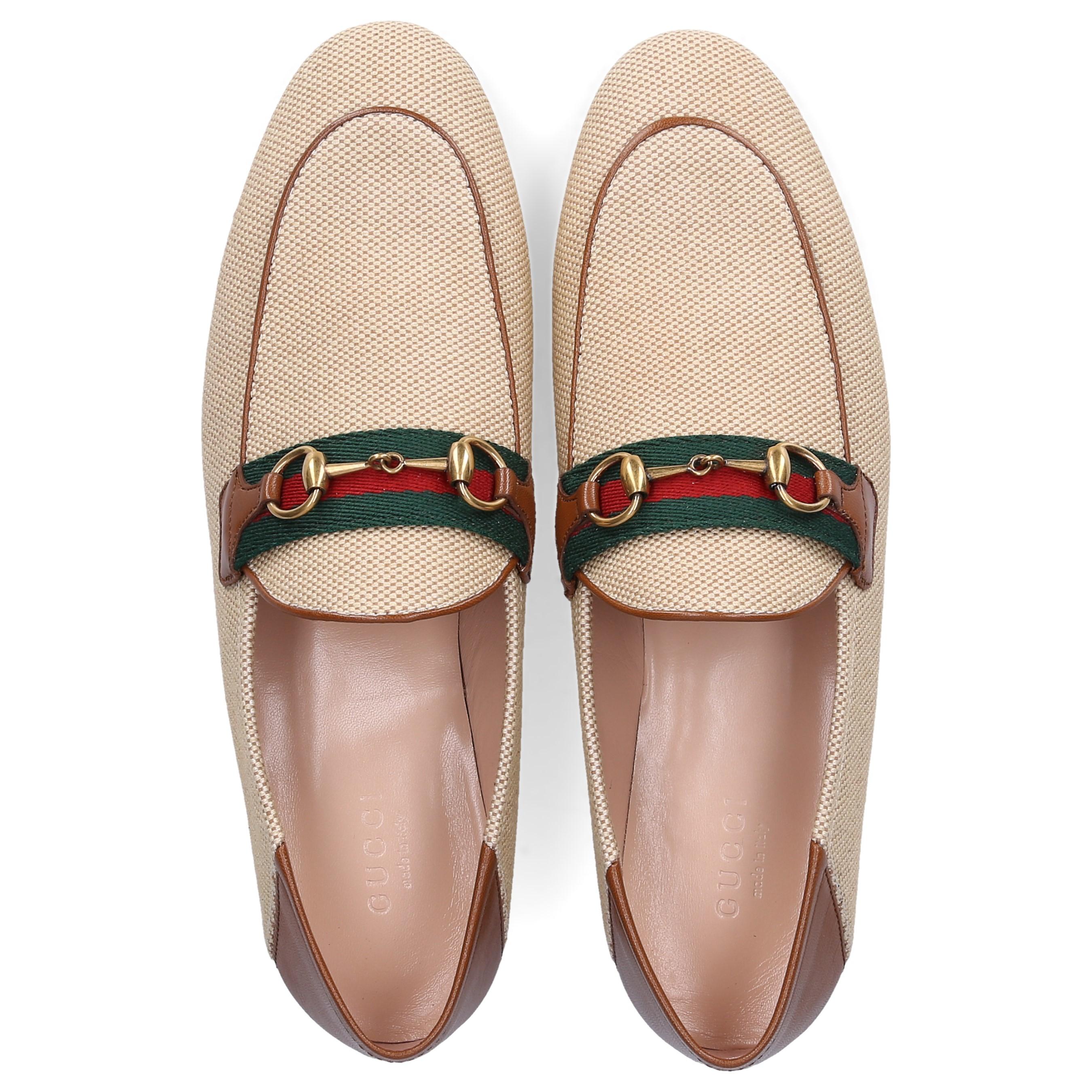 Gucci Slip On Shoes Canvas Charlotte Canvas Logo Metallic Beige in ...