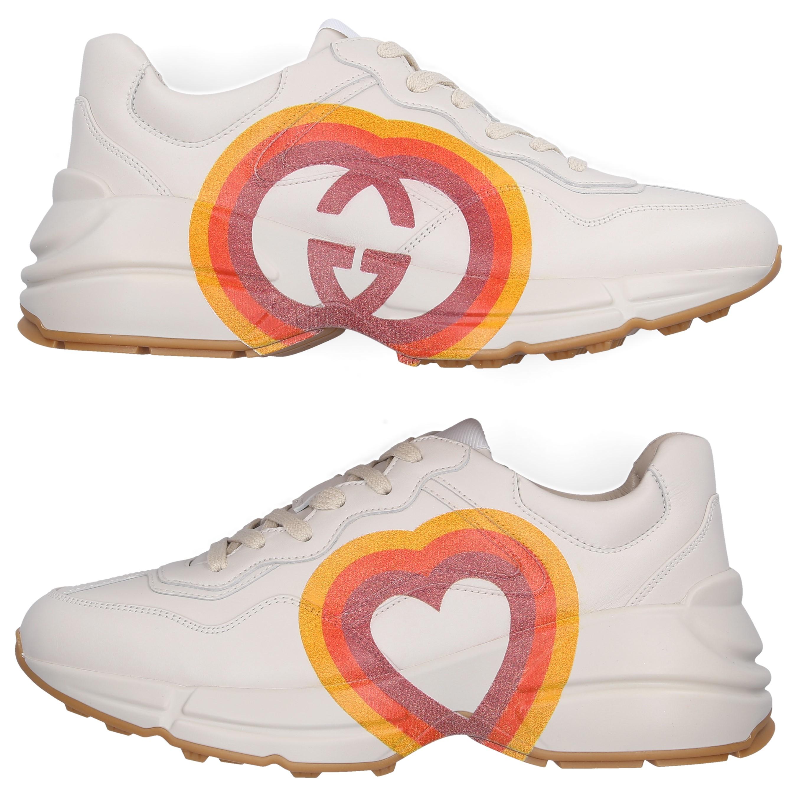 Gucci Leather Rhyton Sneaker in Beige 