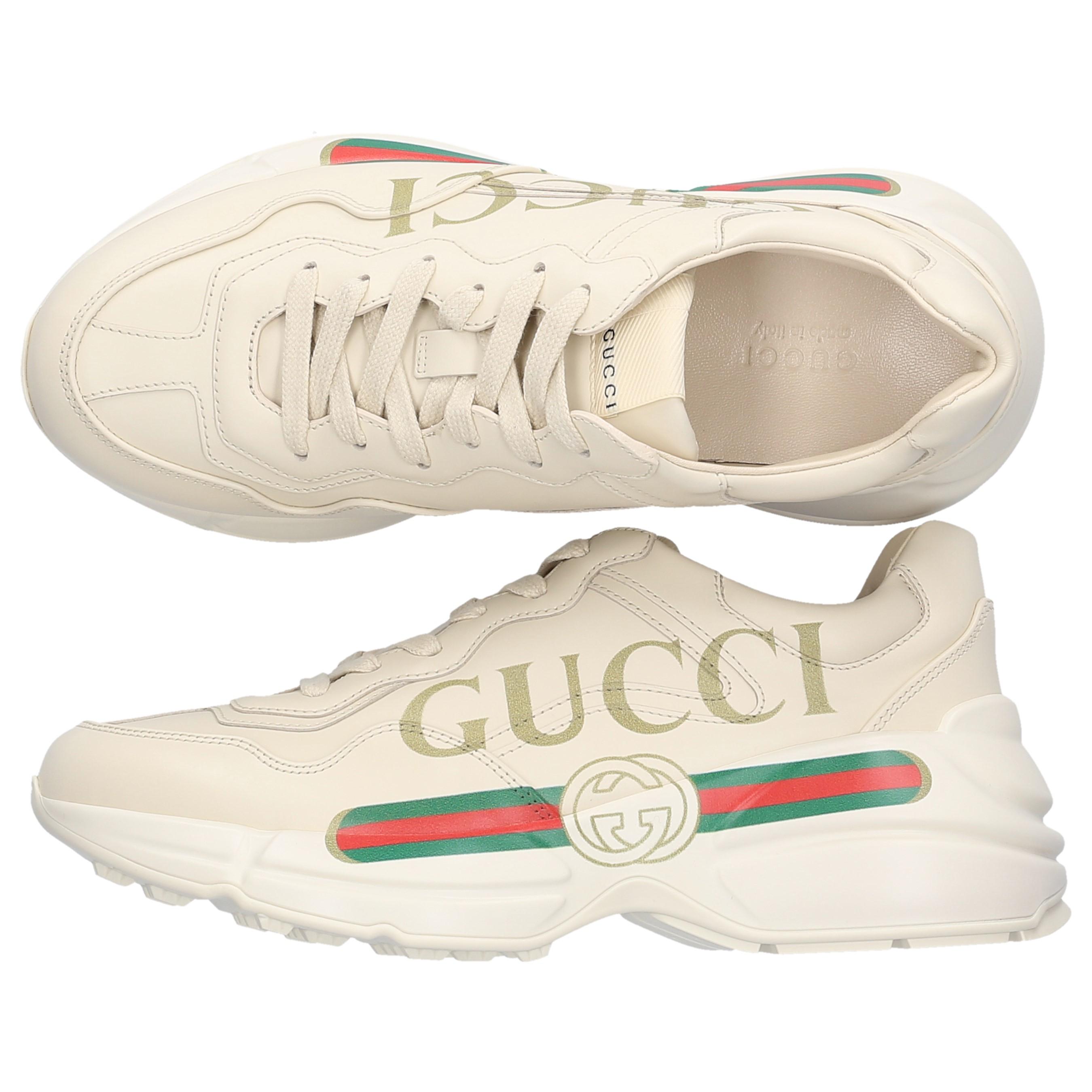 Gucci Leder Rhyton Sneakers Aus Leder Mit Logoprint in Weiß für Herren -  Sparen Sie 8% - Lyst