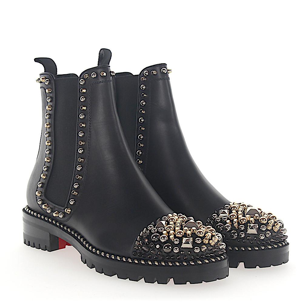 Christian Louboutin Boots Chasse A Clou Leather Black Spikes Rivets Gold  Silver - Lyst